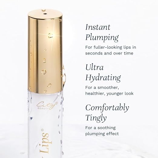 City Lips Clear by City Beauty | Plumping Lip Gloss with Hyaluronic Acid & Peptides (Pack of 3, Cruelty-Free)