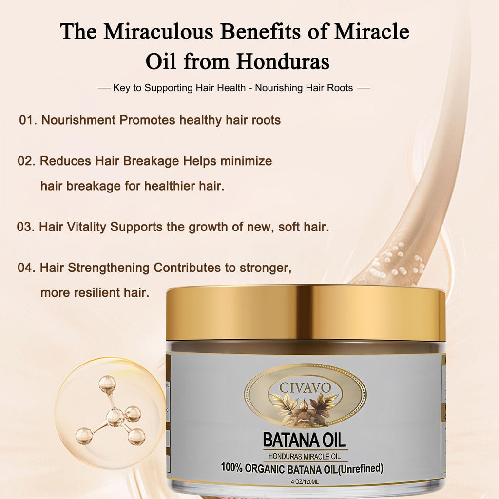 Civavo Organic Batana Oil Hair Mask – 100% Pure Nourishing Pressed Oil for Hair & Skin (4 oz)