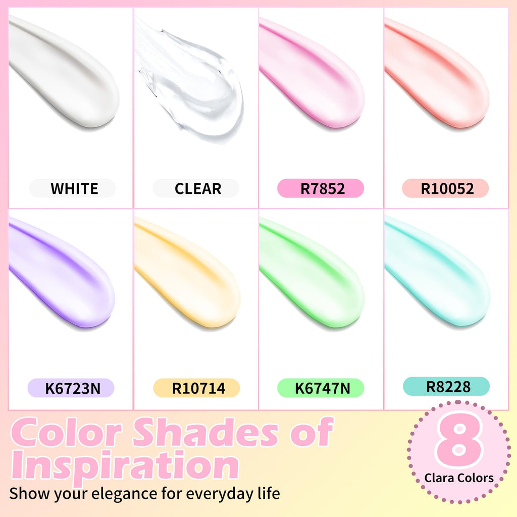 Clara Colors Polygel Extension Gel Nail Kit – 8 Colors + 48W Nail Lamp | All-in-One Starter Kit