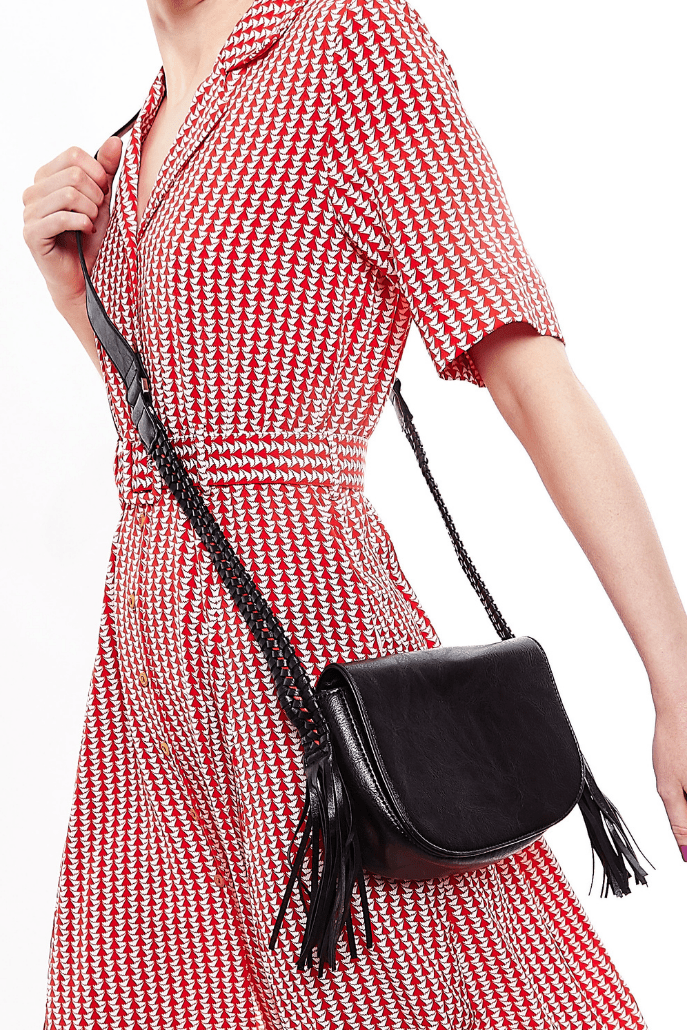 Louche Clay Saddle Bag With Tassel Detail