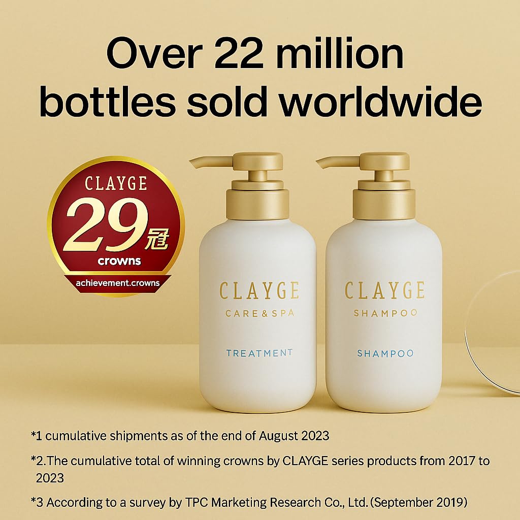 Clayge SR Shampoo & Conditioner Set – Moroccan Clay Hair Repair, Spa-Inspired Formula, 2 × 500ml, Made in Japan