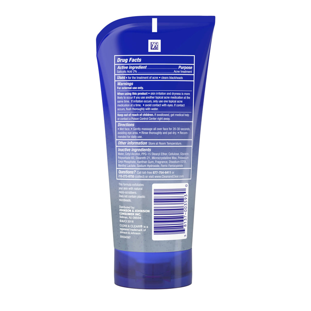 Clean & Clear Blackhead Eraser – Oil-Free Scrub with 2% Salicylic Acid for Daily Exfoliation