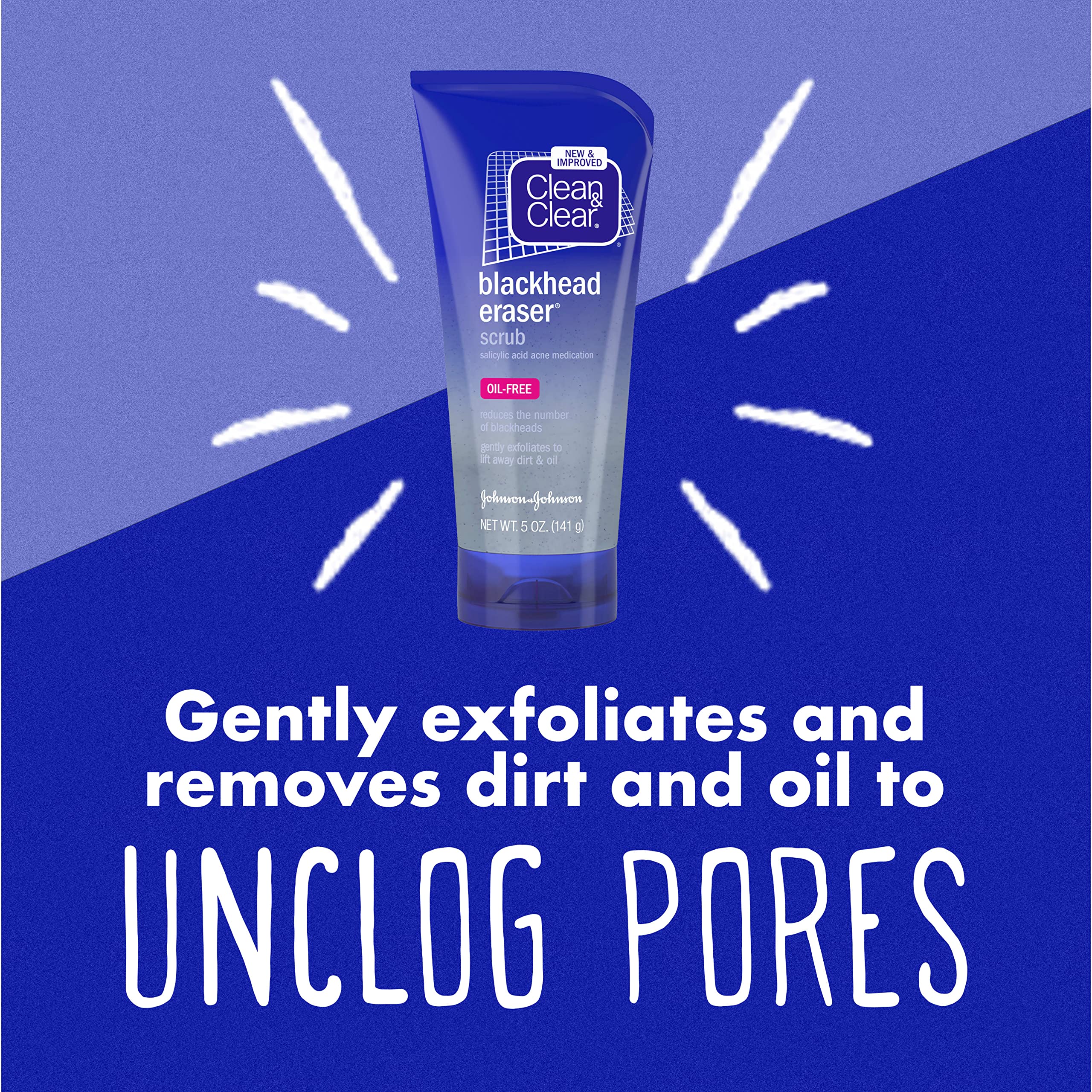 Clean & Clear Blackhead Eraser – Oil-Free Scrub with 2% Salicylic Acid for Daily Exfoliation