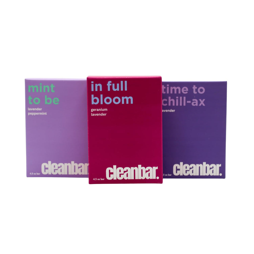 Cleanbar All Natural Bar Soap Trio – Mint to Be, In Full Bloom, Time to Chillax (4.5 oz each)