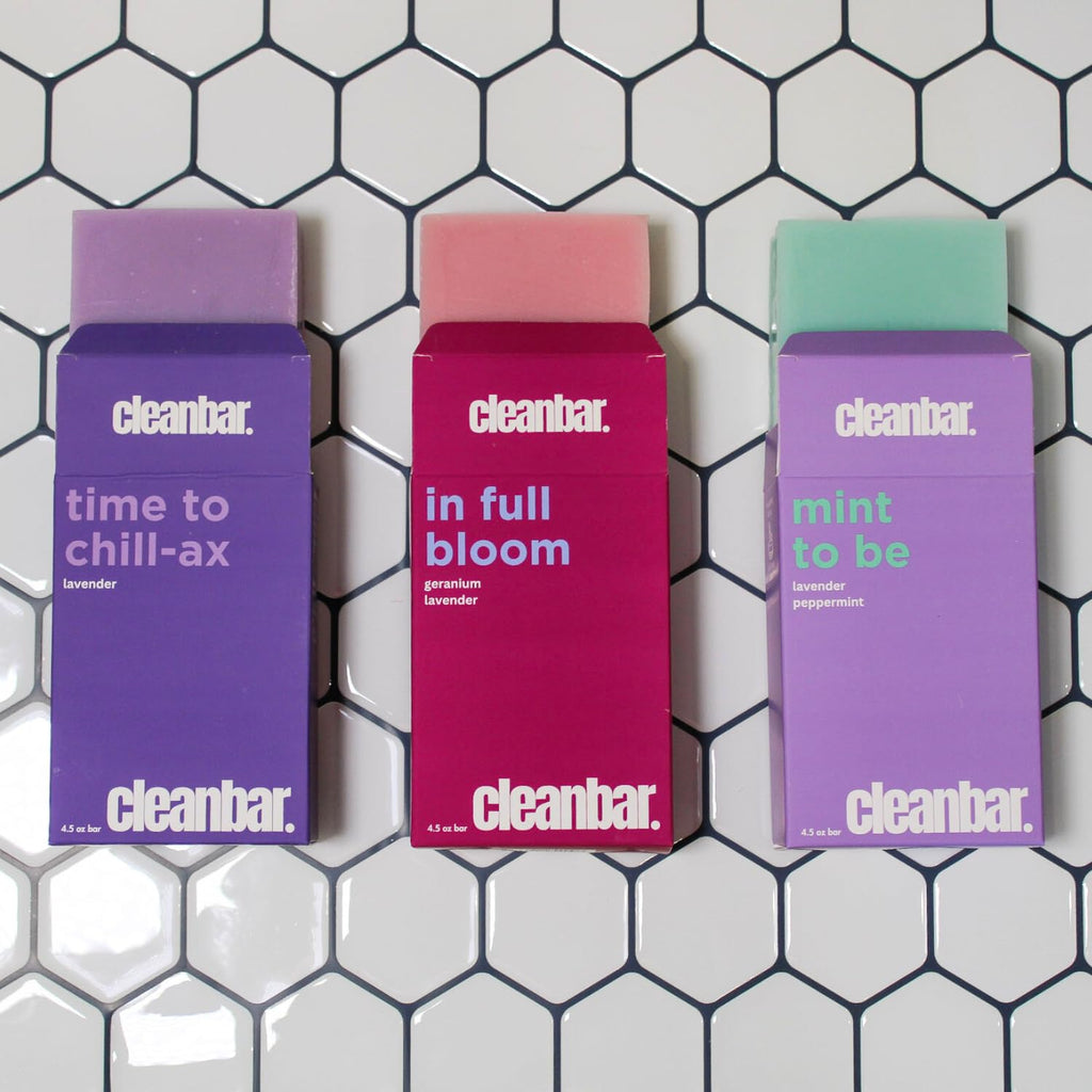 Cleanbar All Natural Bar Soap Trio – Mint to Be, In Full Bloom, Time to Chillax (4.5 oz each)