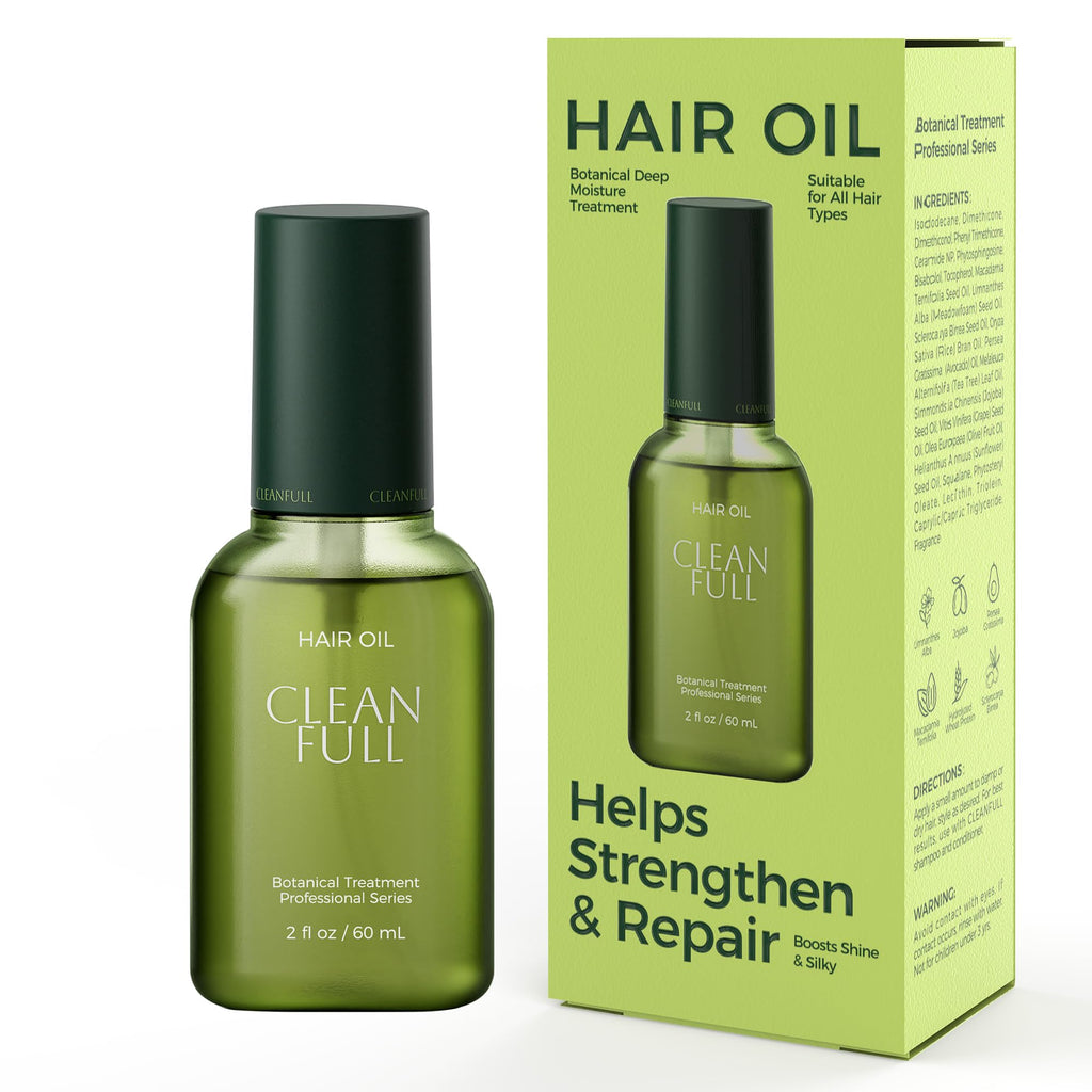 CLEANFULL Botanical Hair Oil – Lightweight Leave-In Serum with Heat Protection & Frizz Control