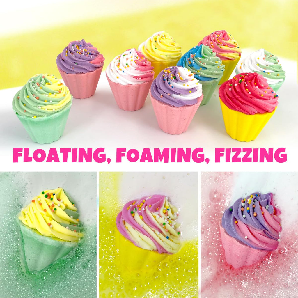 Clear and Fresh 9-Pack Cupcake Bath Bombs for Kids – Jewelry Inside