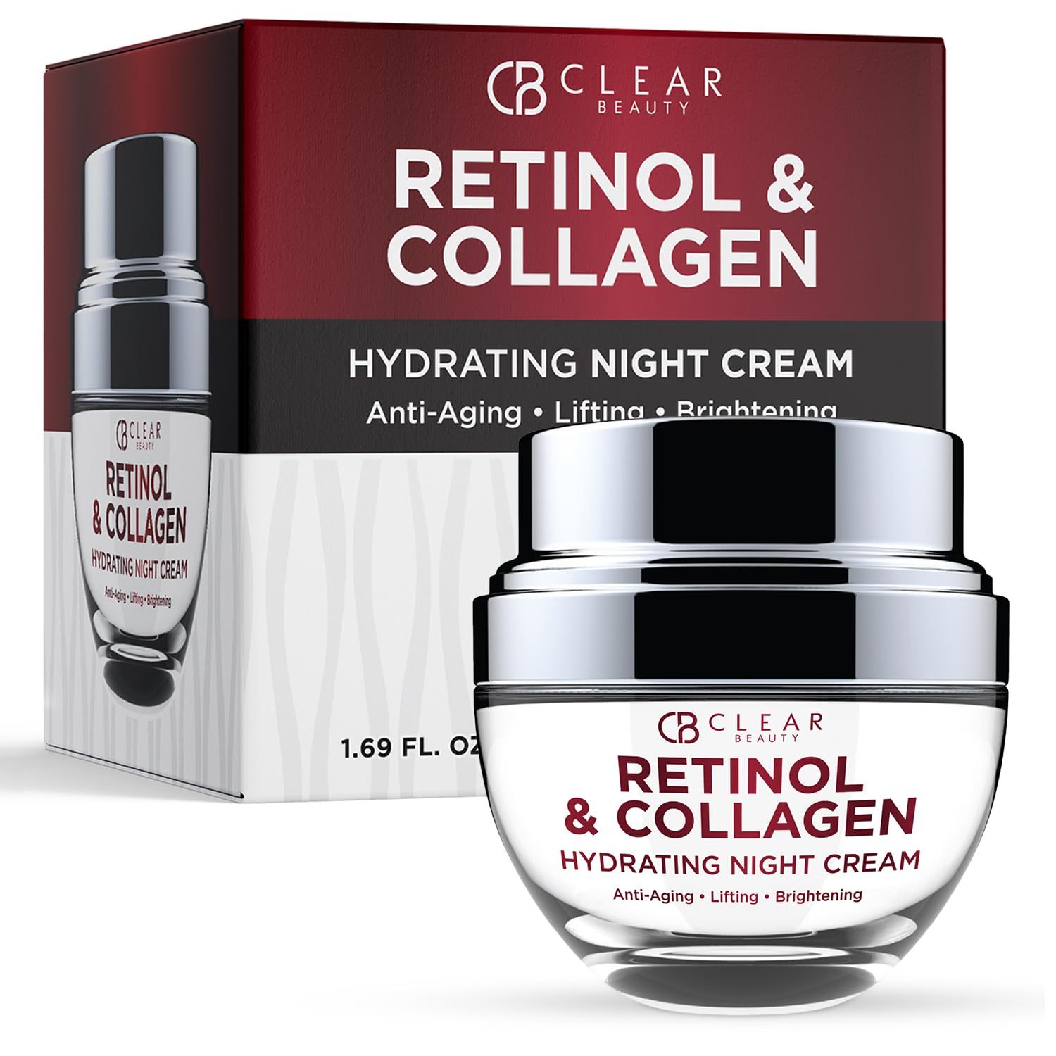 Clear Beauty Collagen & Retinol Night Cream – Firms, Hydrates & Smooths Fine Lines | 1.69 oz | Vegan & Clean K-Beauty