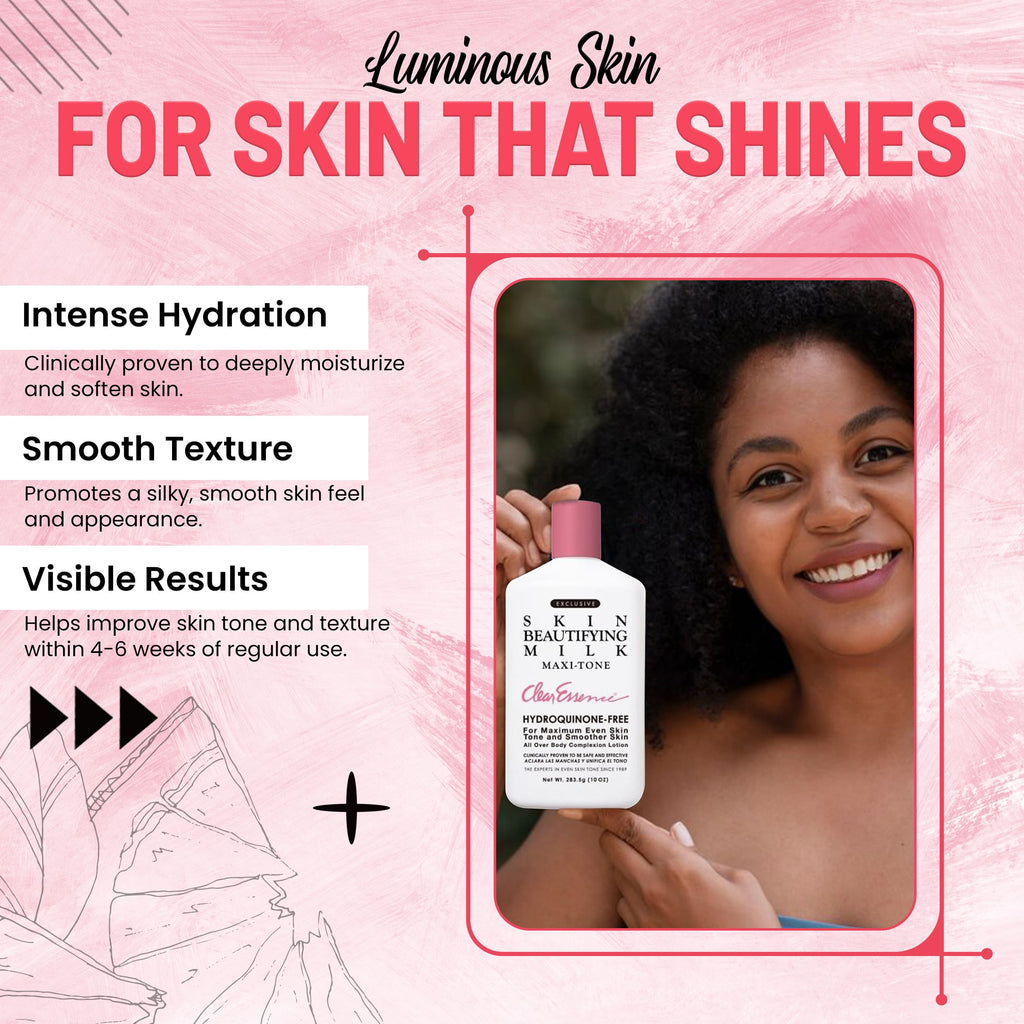 Clear Essence Maxi-Tone Hydrating Milk Lotion – Hydroquinone-Free, Dry Skin Care (10 oz)