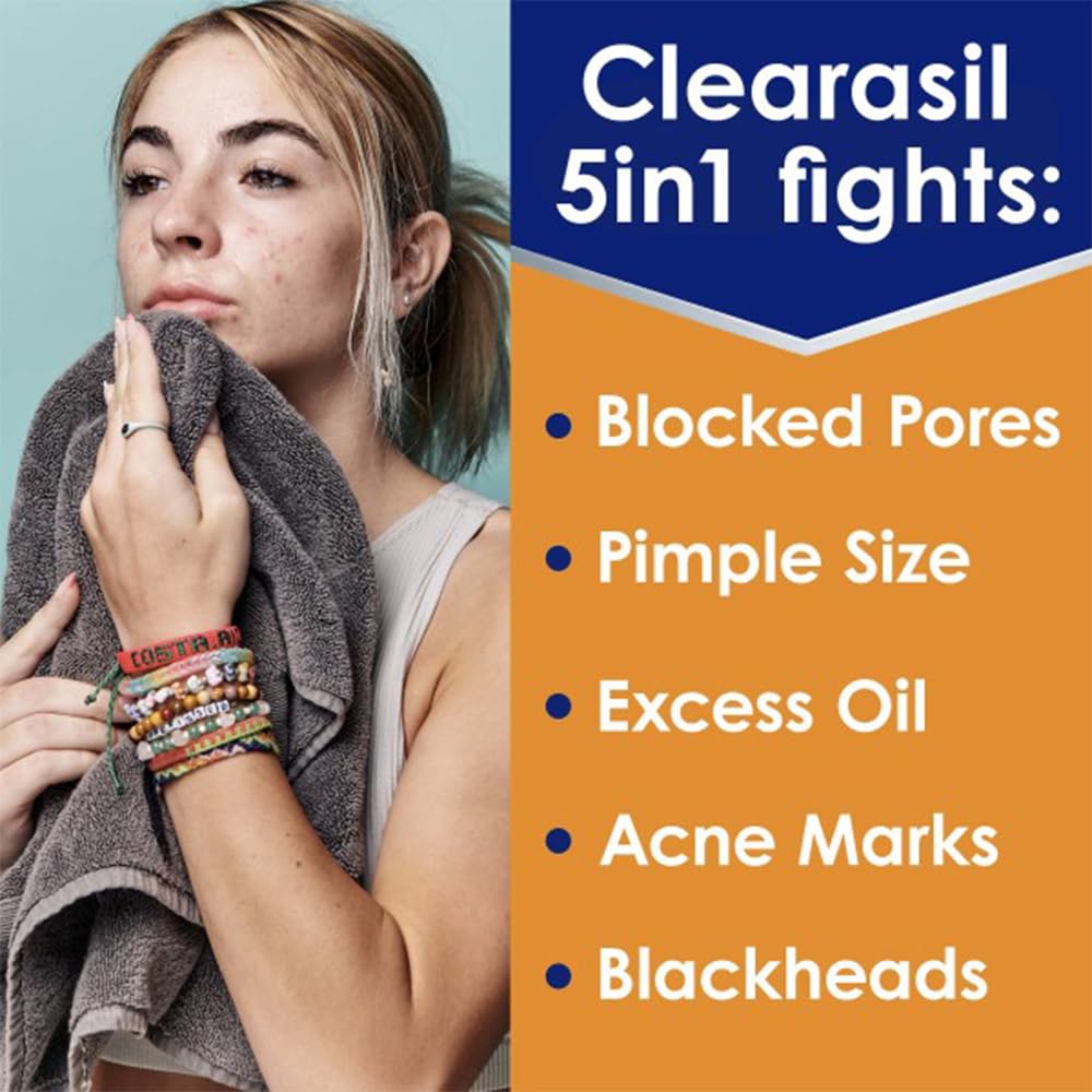 Clearasil 5-in-1 Acne Treatment Pads — Stubborn Acne Control, 90 Pads (3-Pack)