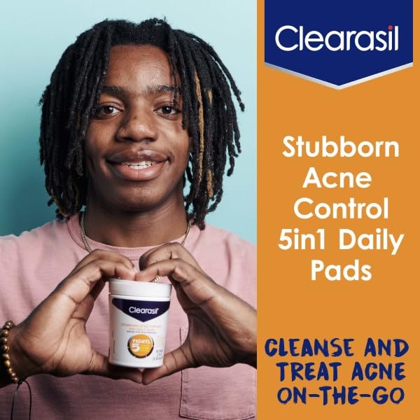 Clearasil 5-in-1 Acne Treatment Pads — Stubborn Acne Control, 90 Pads (3-Pack)
