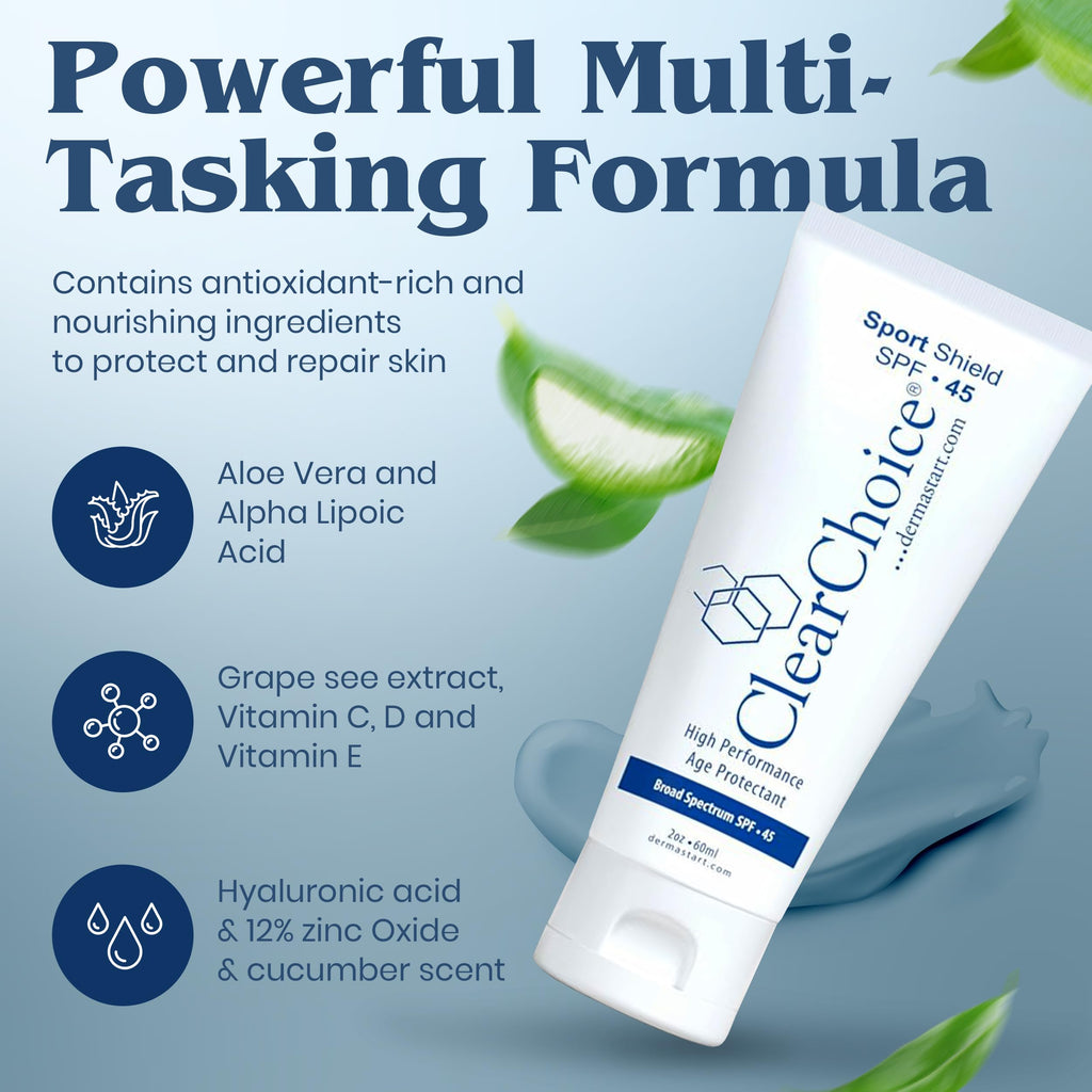 ClearChoice Sport Shield SPF 45 – Mineral Sunscreen & Moisturizer | No White Cast | 60 ml