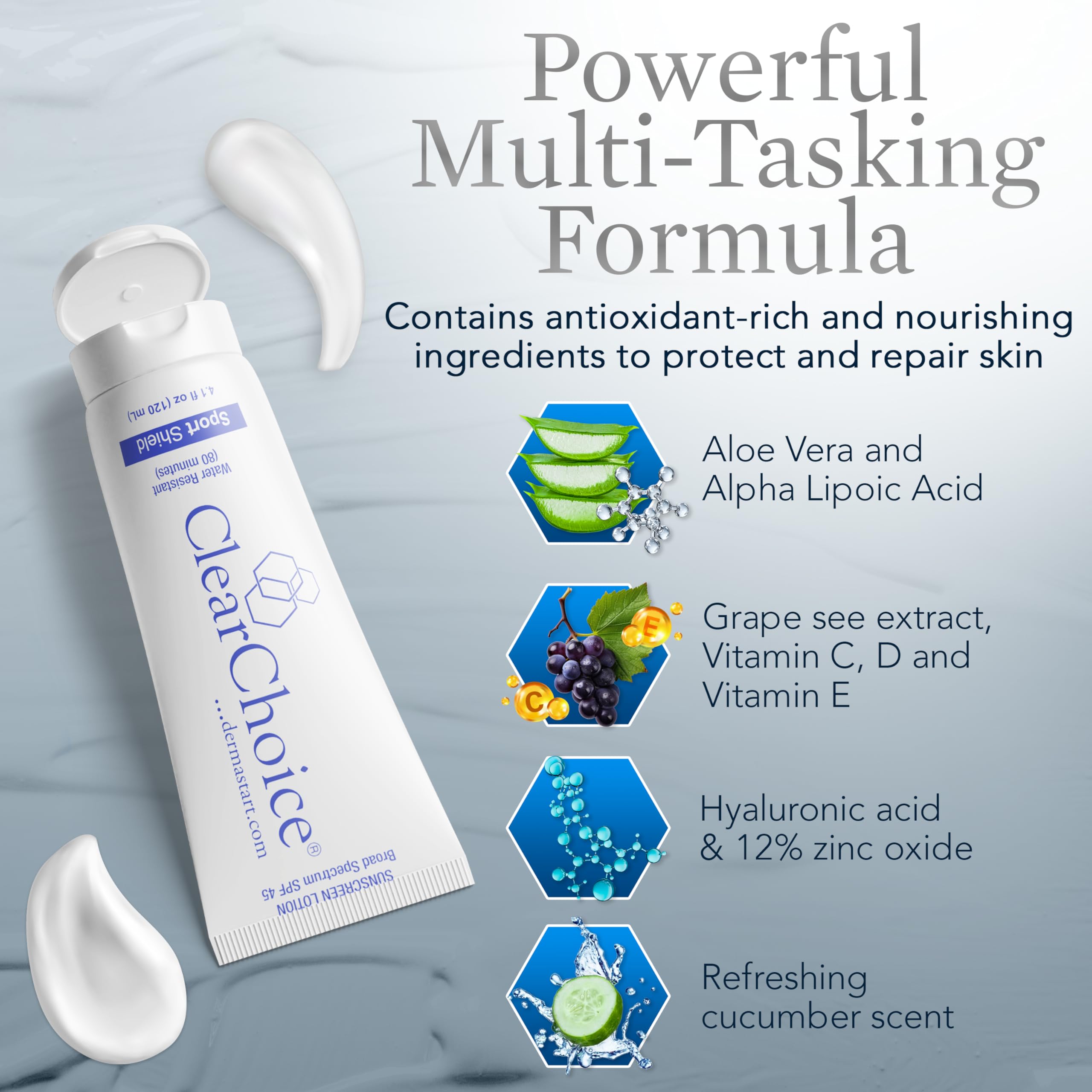 ClearChoice Sunscreen for Face SPF 45 | Oil-Free, Reef-Safe, Broad Spectrum, 4oz