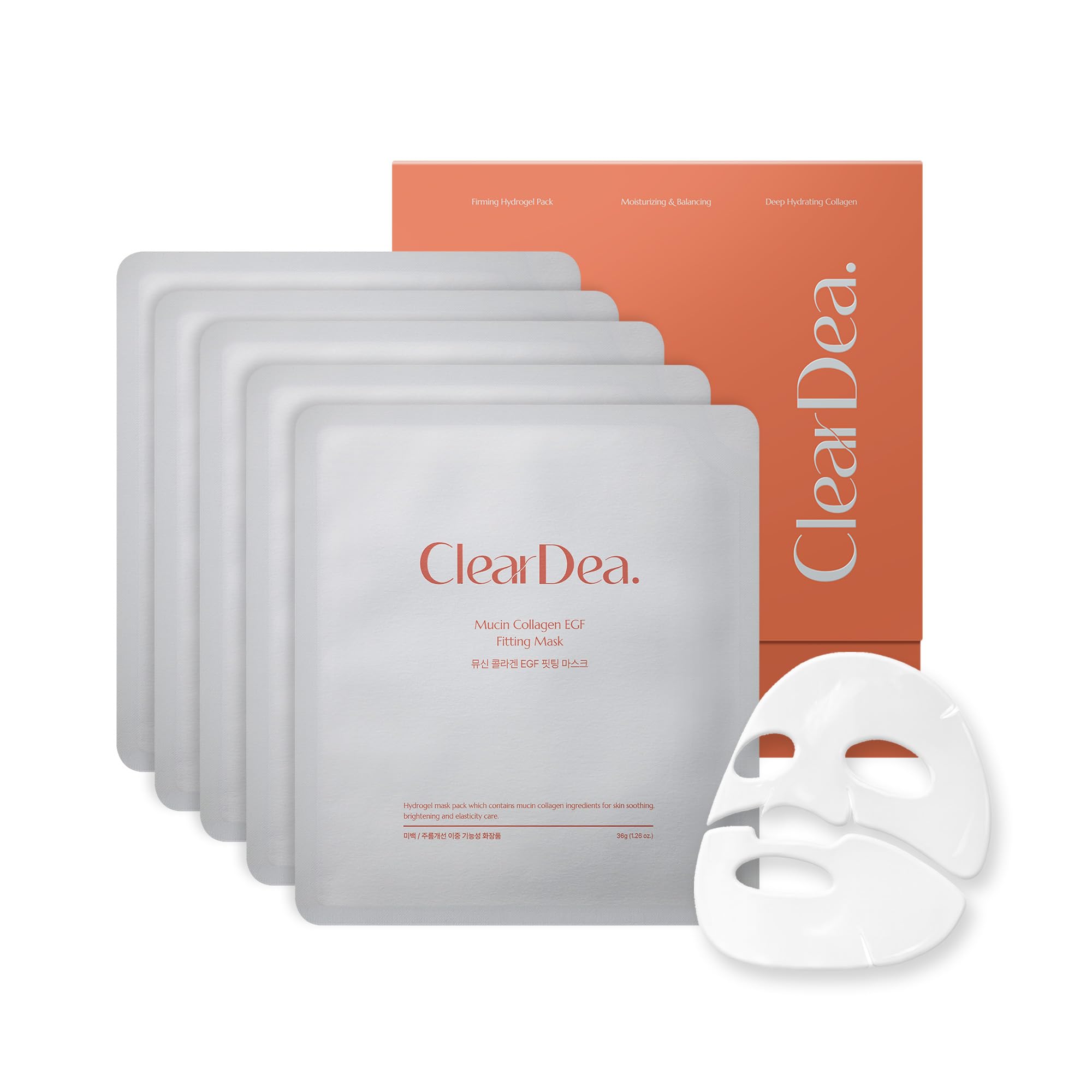 ClearDea Mucin Collagen Hydrogel Mask – Hydrating & Firming Sheet Mask (5 Pack)