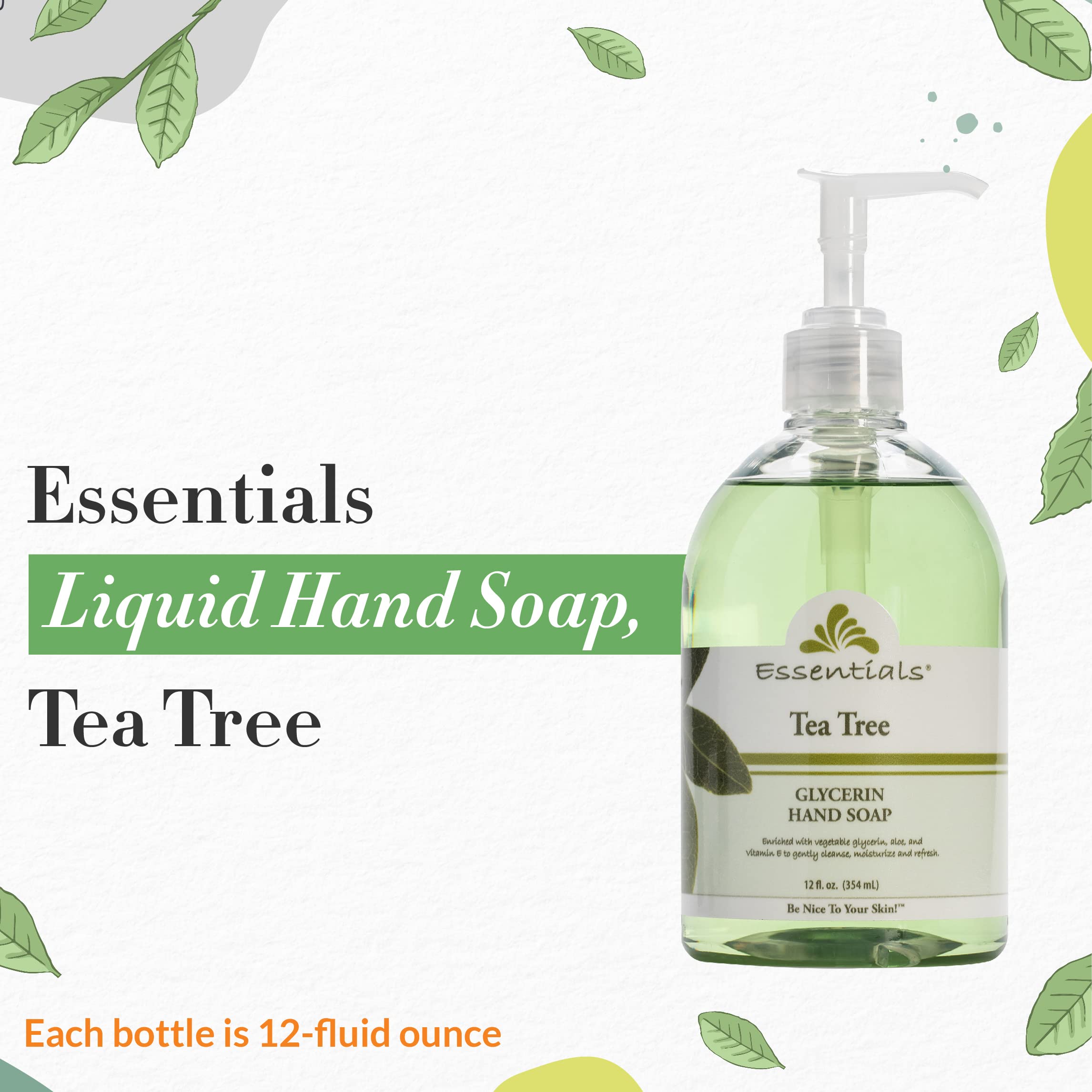Clearly Natural Essentials Glycerin Liquid Hand Soap – Tea Tree, 3 oz, 3-Pack