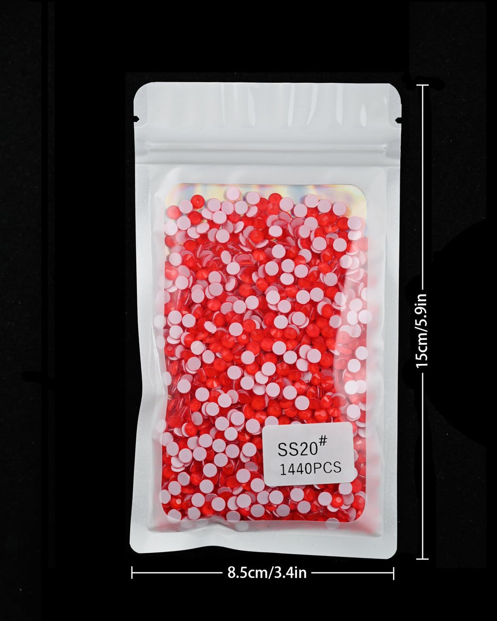 CLEKSPOYE Flatback Glass Rhinestones Neon Red SS20 – 1440pcs, Non-Hotfix for Crafts, Nails & Fashion