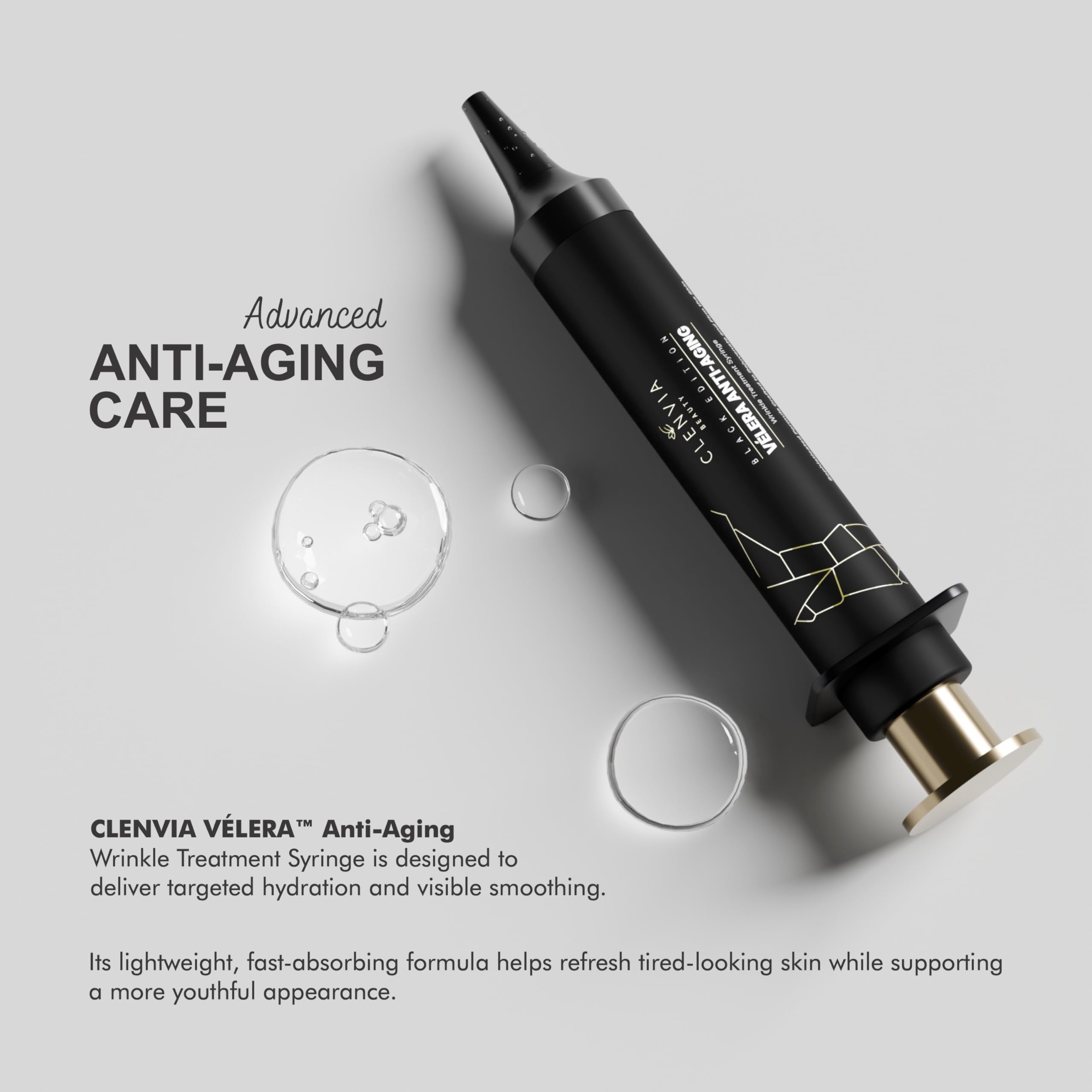 Vélera Black Edition Anti-Aging Wrinkle Treatment Syringe – Clenvia Beauty, 10ml Precision Applicator