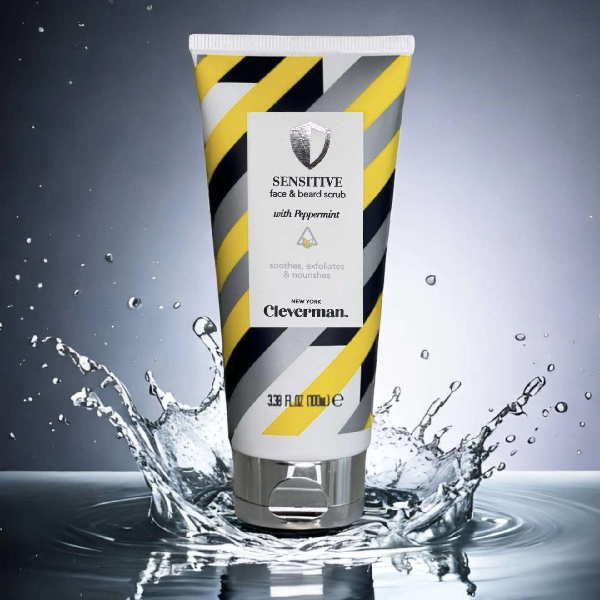 Cleverman Sensitive Face & Beard Scrub for Men – Peppermint Exfoliator, 100ml