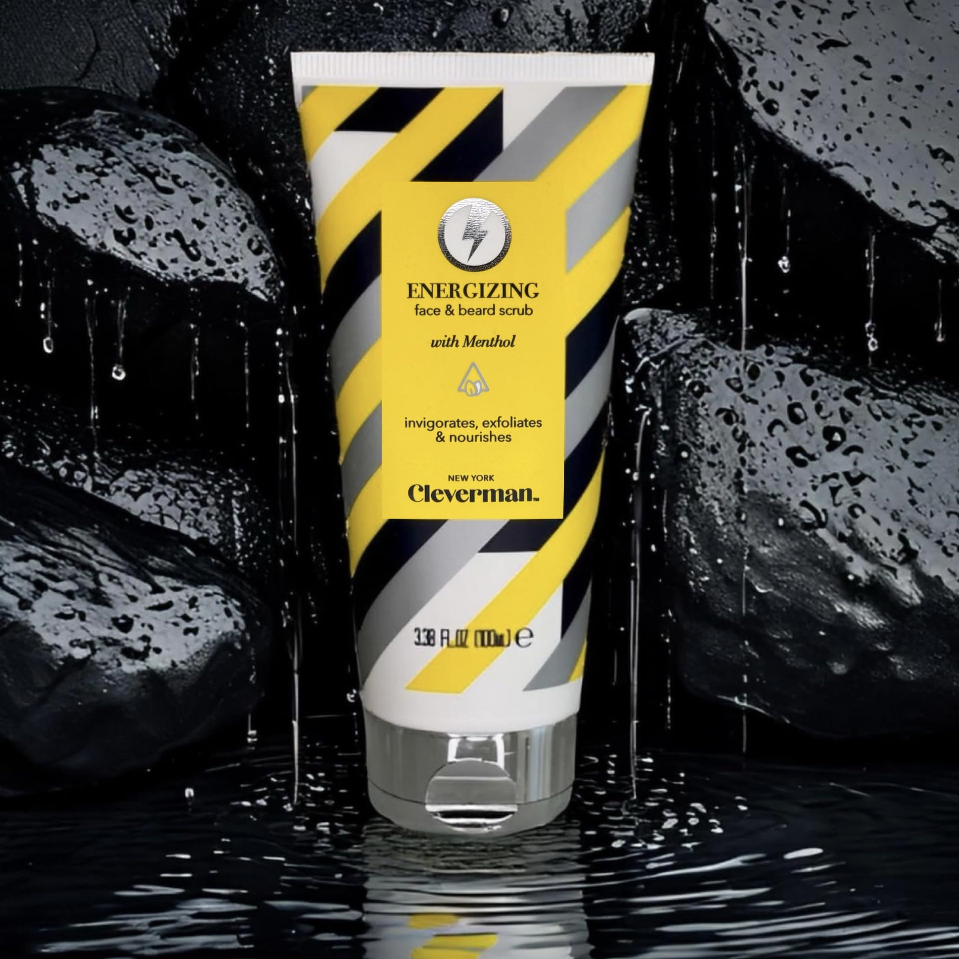 Cleverman Energizing Face & Beard Scrub for Men – Menthol-Infused, Exfoliating Cleanser 100ml