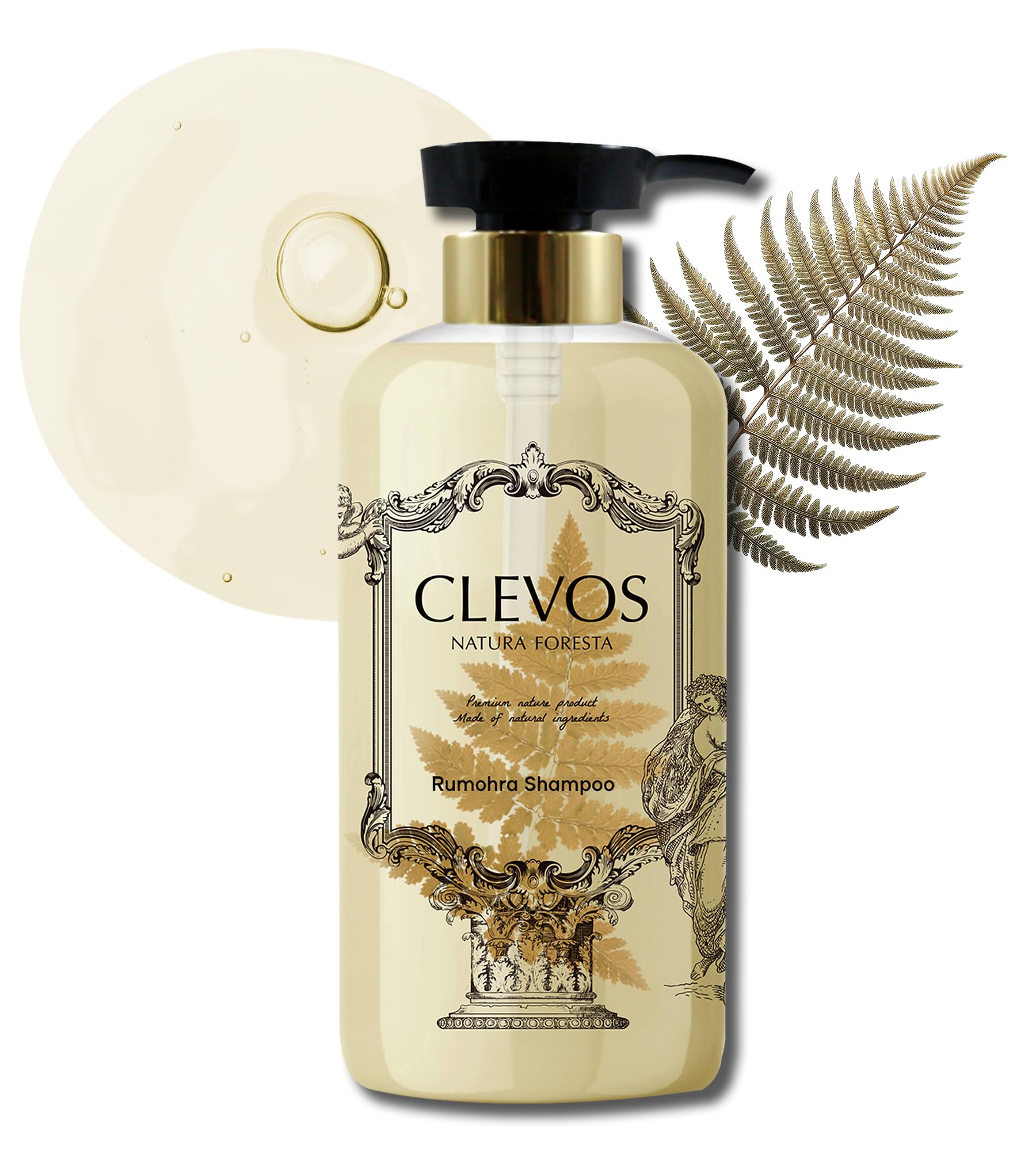 Clevos Natura Foresta Organic Shampoo – Oily Scalp, Rumohra Scent, Sulfate-Free, Vegan