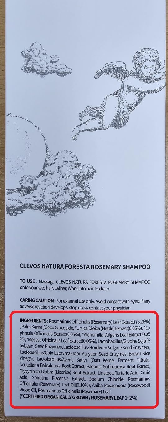 Clevos Natura Foresta Rosemary Shampoo – Organic, Hypoallergenic, Sulfate-Free, EWG Verified, BDIH Certified (530ml)