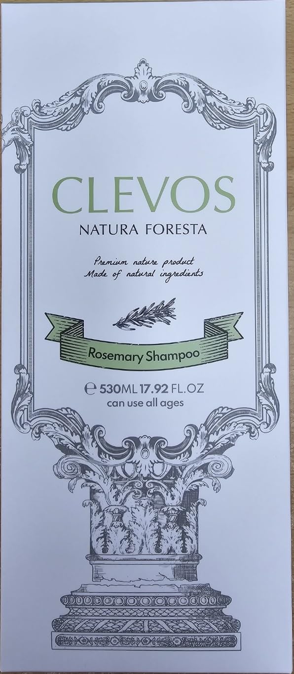 Clevos Natura Foresta Rosemary Shampoo – Organic, Hypoallergenic, Sulfate-Free, EWG Verified, BDIH Certified (530ml)