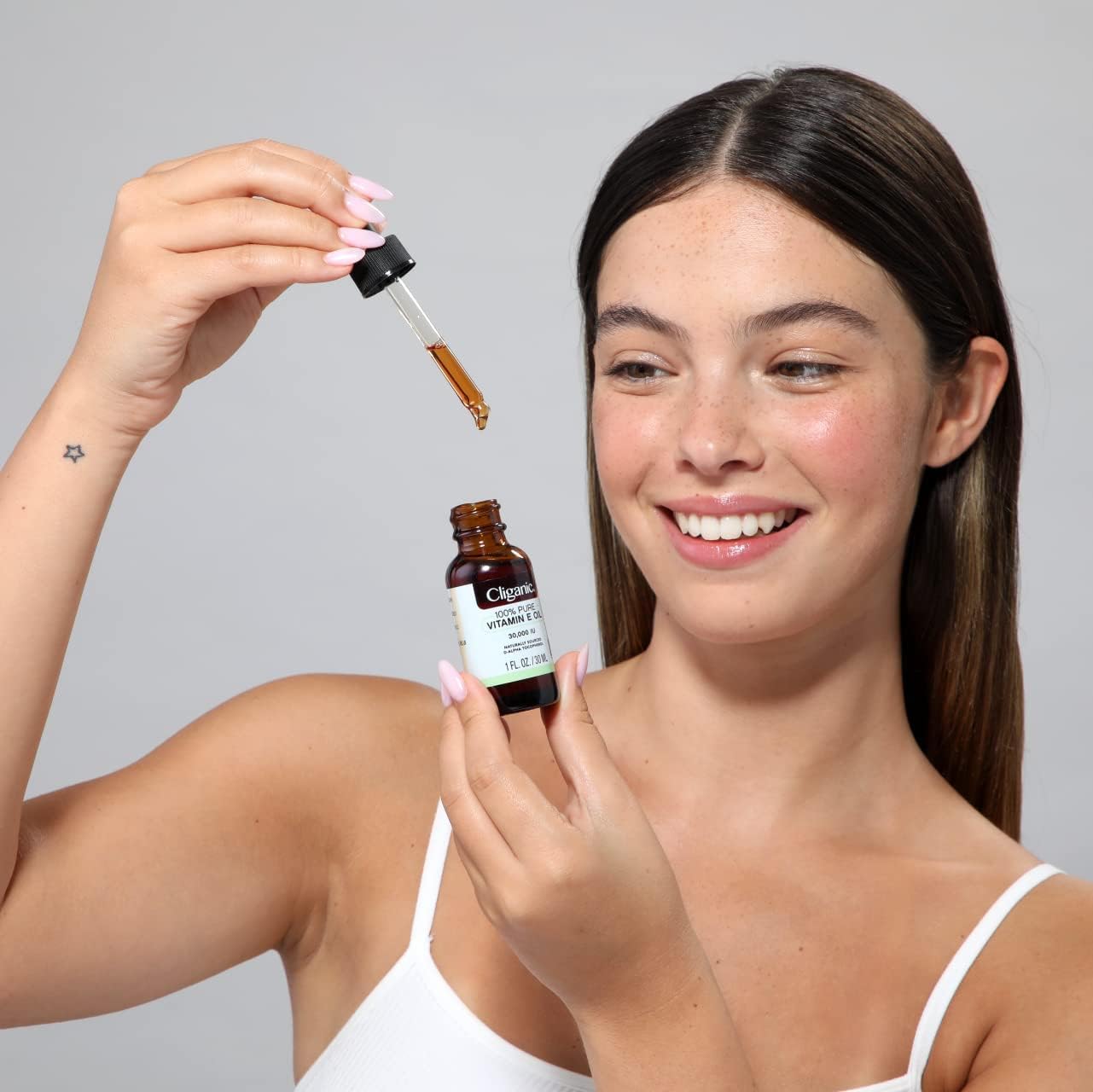 Cliganic Organic Pure Vitamin E Oil 2oz | 46,000 IU for Skin, Hair & Face