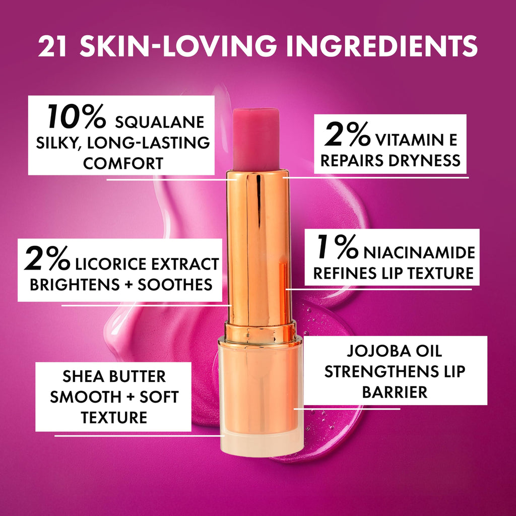 Clinexil Lushlips Tinted Lip Balm – Radiant Ruby, 10% Squalane & Ceramides