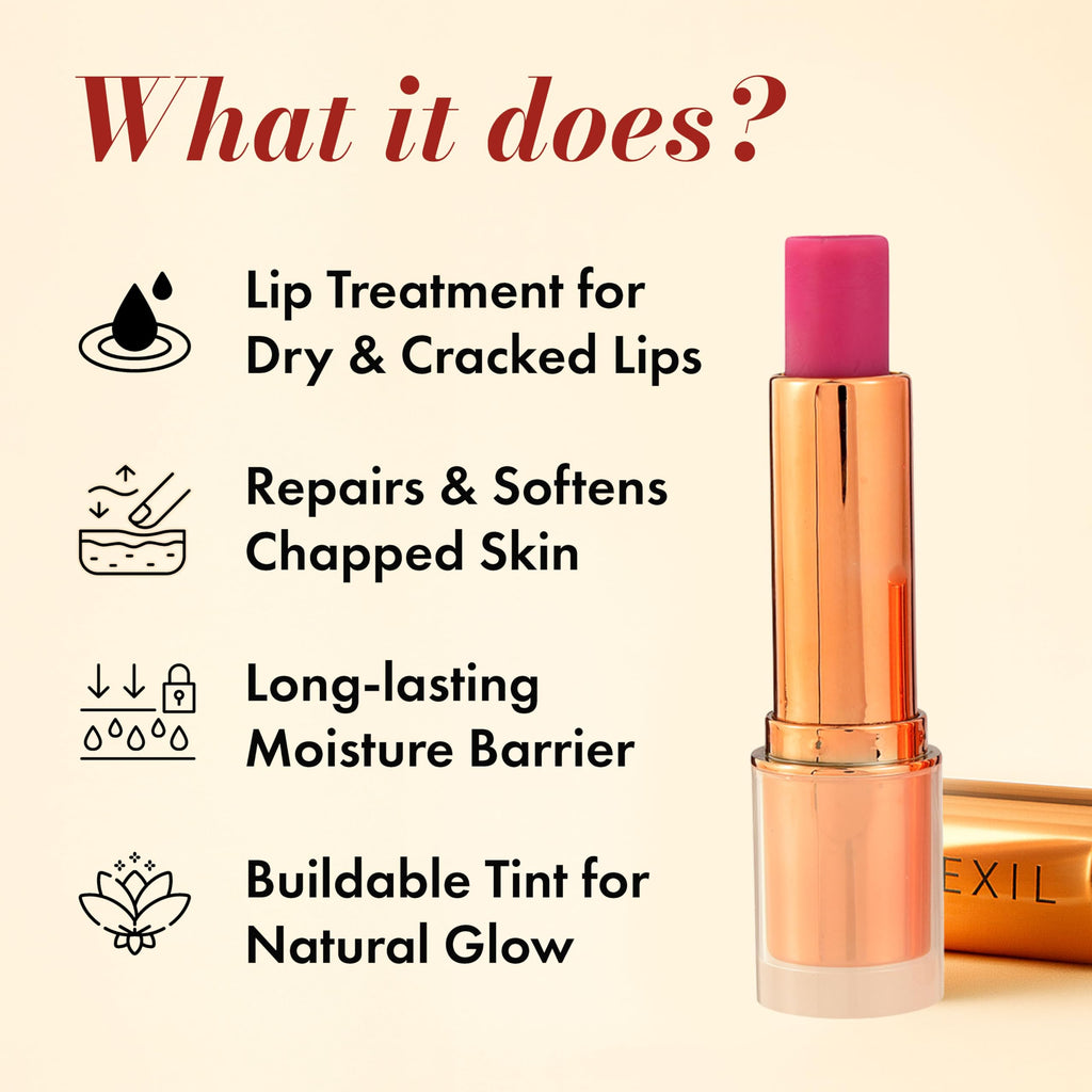 Clinexil Lushlips Tinted Lip Balm – Radiant Ruby, 10% Squalane & Ceramides