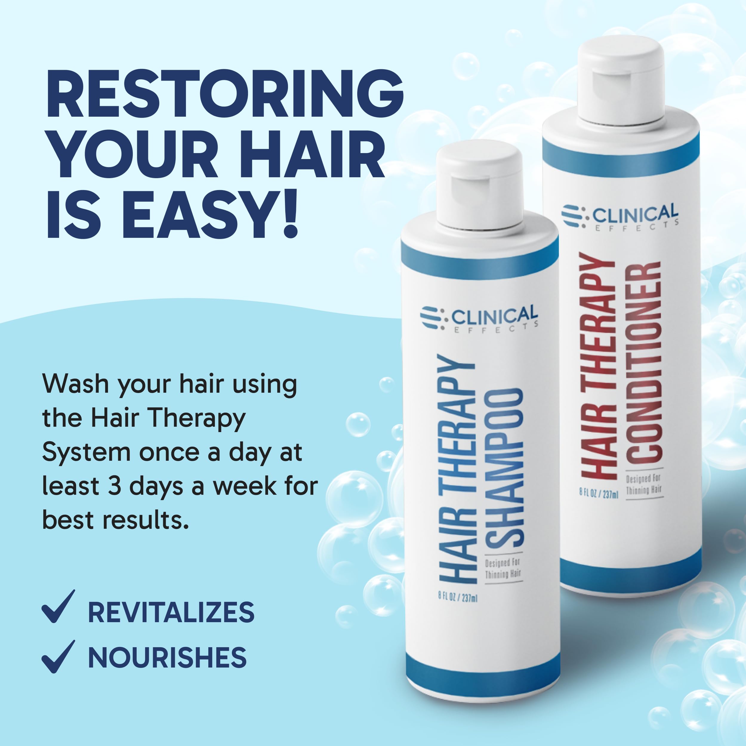 Clinical Effects Hair Therapy Shampoo & Conditioner Set – Biotin, Saw Palmetto, DHT Blocking – USA Made