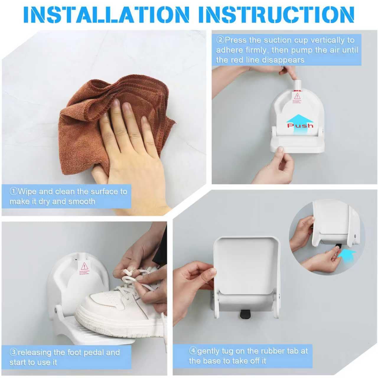 CLIO Foldable Shower Foot Rest with Suction Cup – Anti-Slip, No-Drill Install