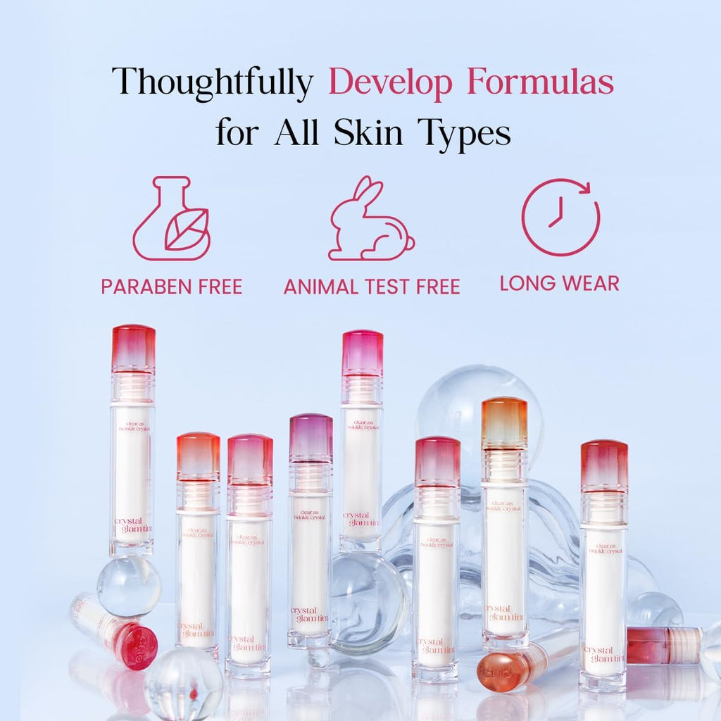 CLIO CRYSTAL GLAM TINT 009 Bare Peach – Glossy, Lightweight Lip Tint
