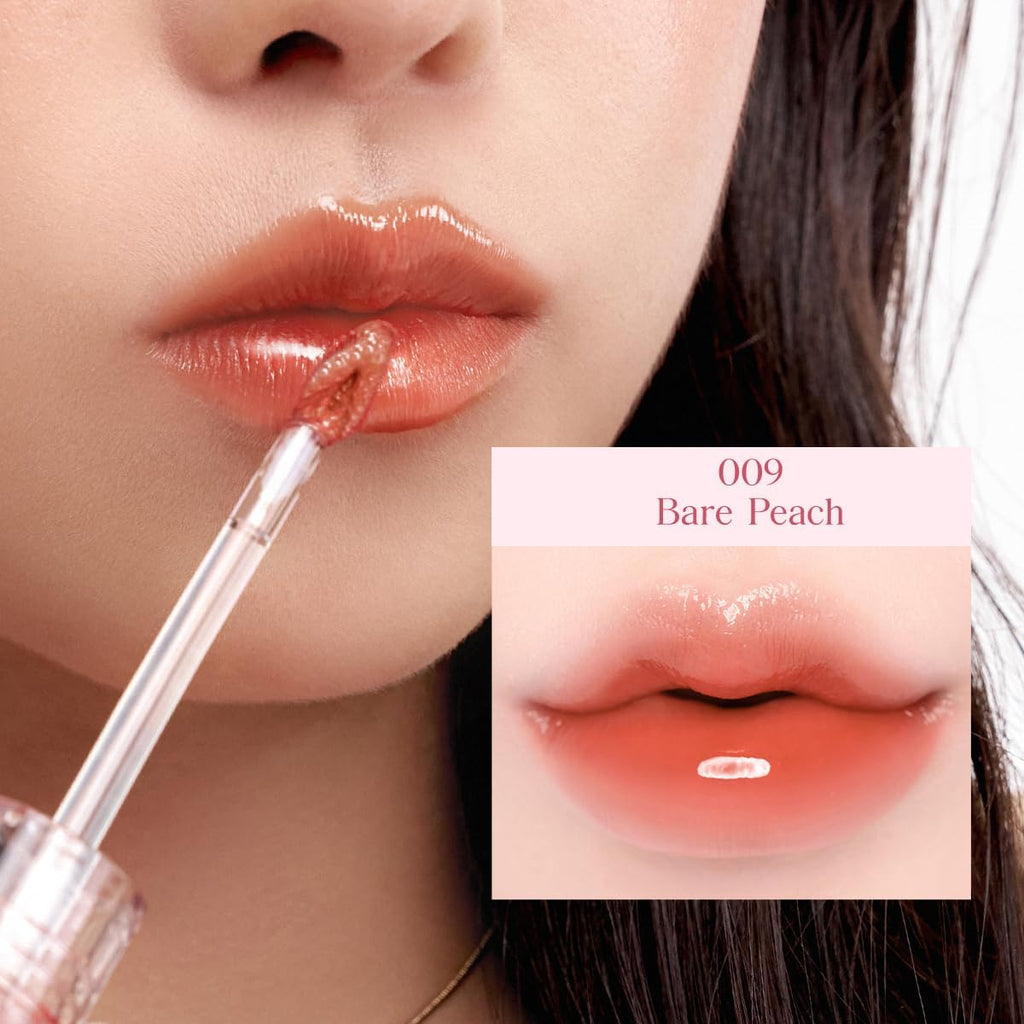 CLIO CRYSTAL GLAM TINT 009 Bare Peach – Glossy, Lightweight Lip Tint