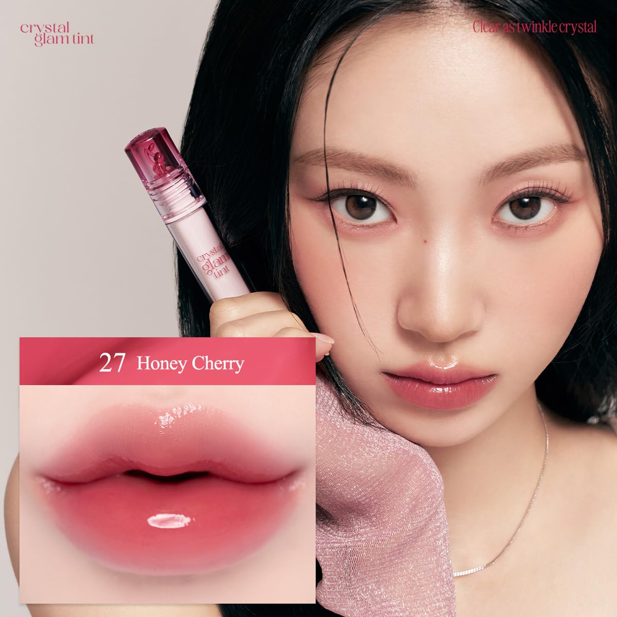 CLIO Crystal Glam Tint Cherry 027 Honey Cherry – Glossy, Buildable Lip Tint