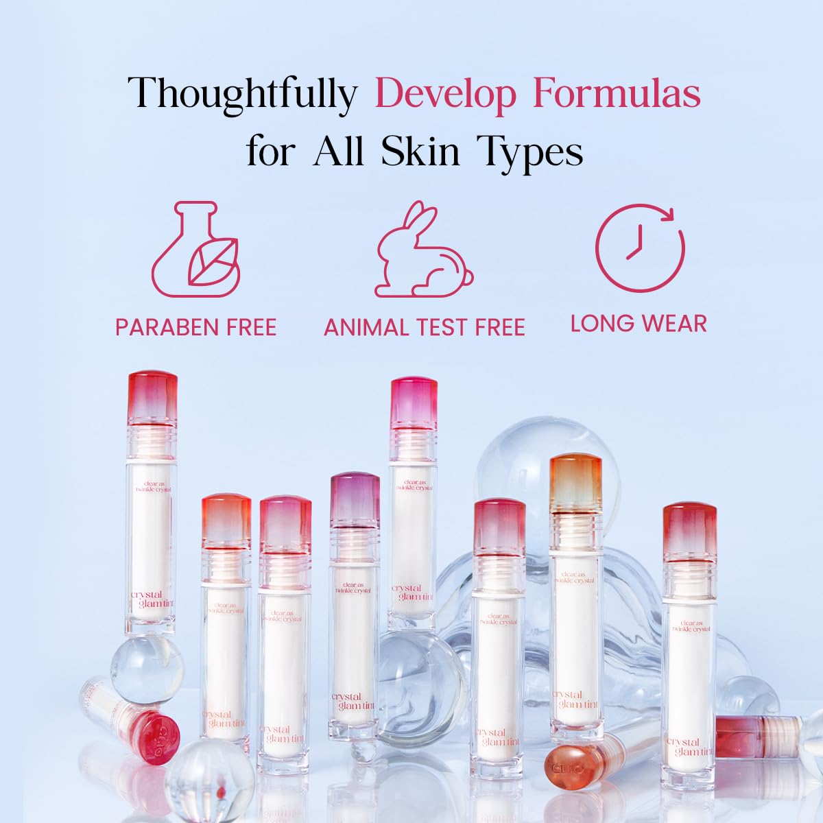 CLIO Crystal Glam Tint 03 Blushed Peach – Glass-Like Gloss, Lightweight, Buildable Lip Tint