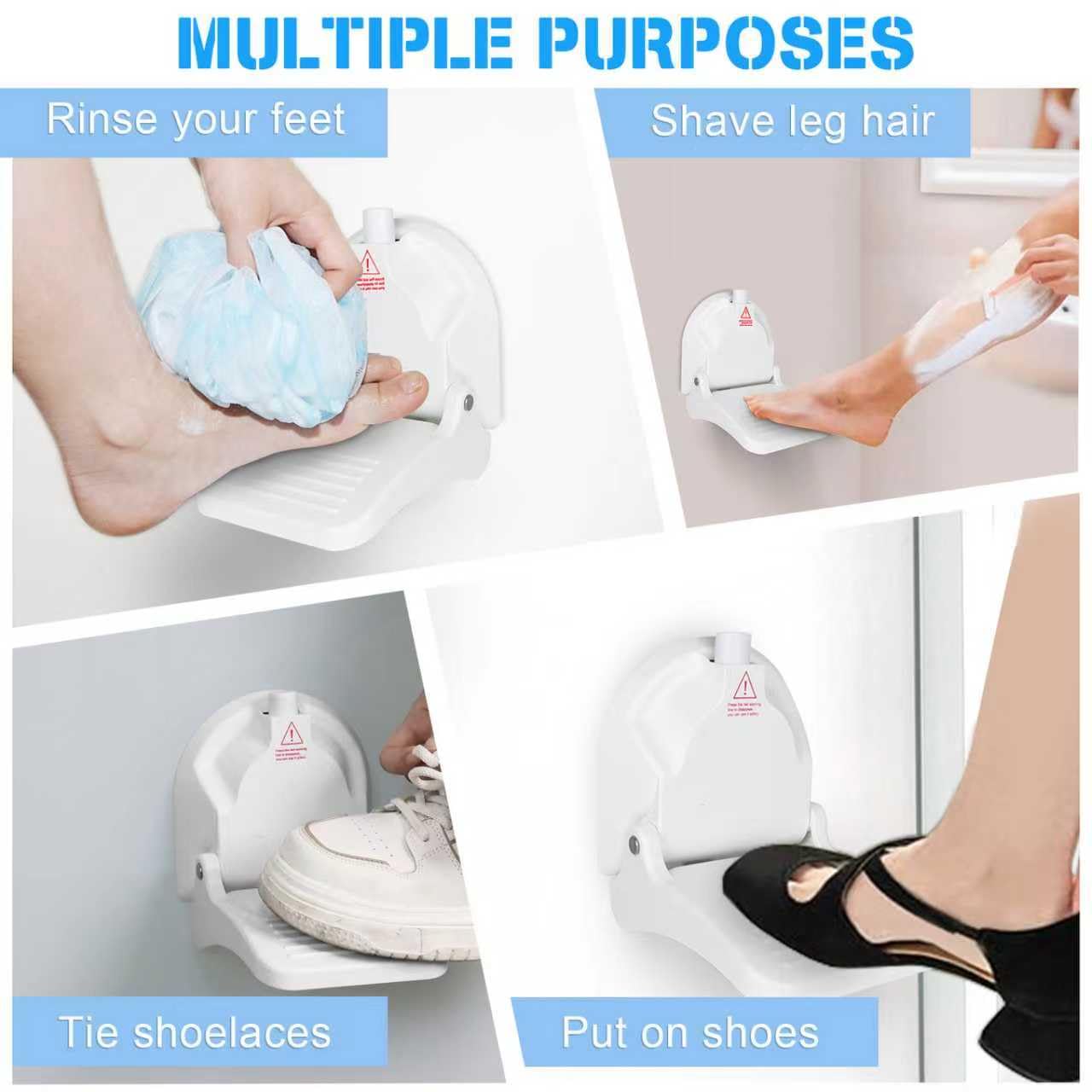 CLIO Foldable Shower Foot Rest with Suction Cup – Anti-Slip, No-Drill Install