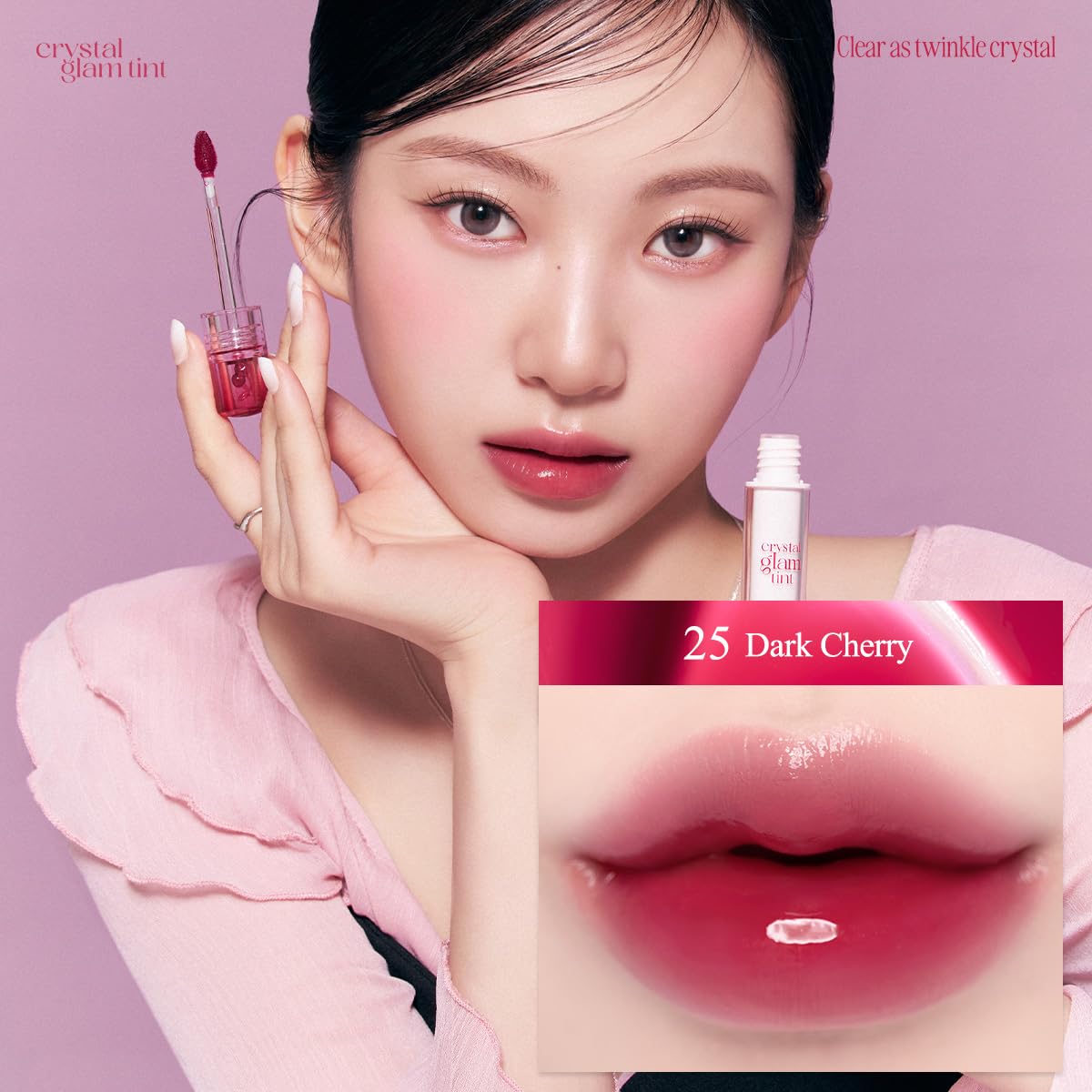 CLIO PROFESSIONAL Crystal Glam Tint Cherry Series 025 Dark Cherry – Glossy Lip Stain