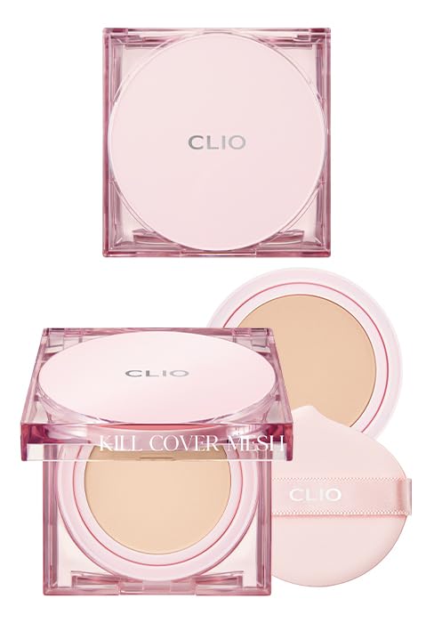 CLIO Kill Cover Mesh Glow Cushion Foundation with Refill | 23N Ginger | Glass Skin Glow