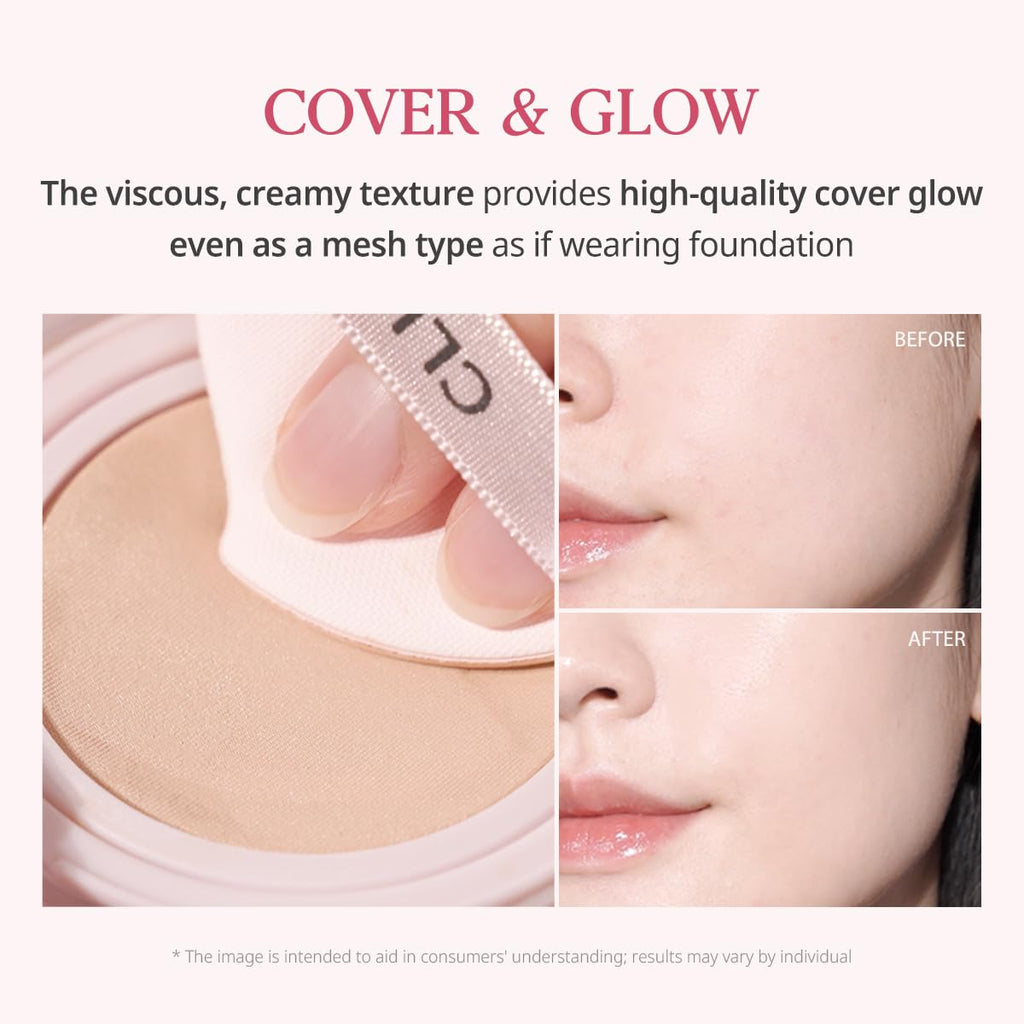 CLIO Kill Cover Mesh Glow Cushion Foundation with Refill | 23N Ginger | Glass Skin Glow