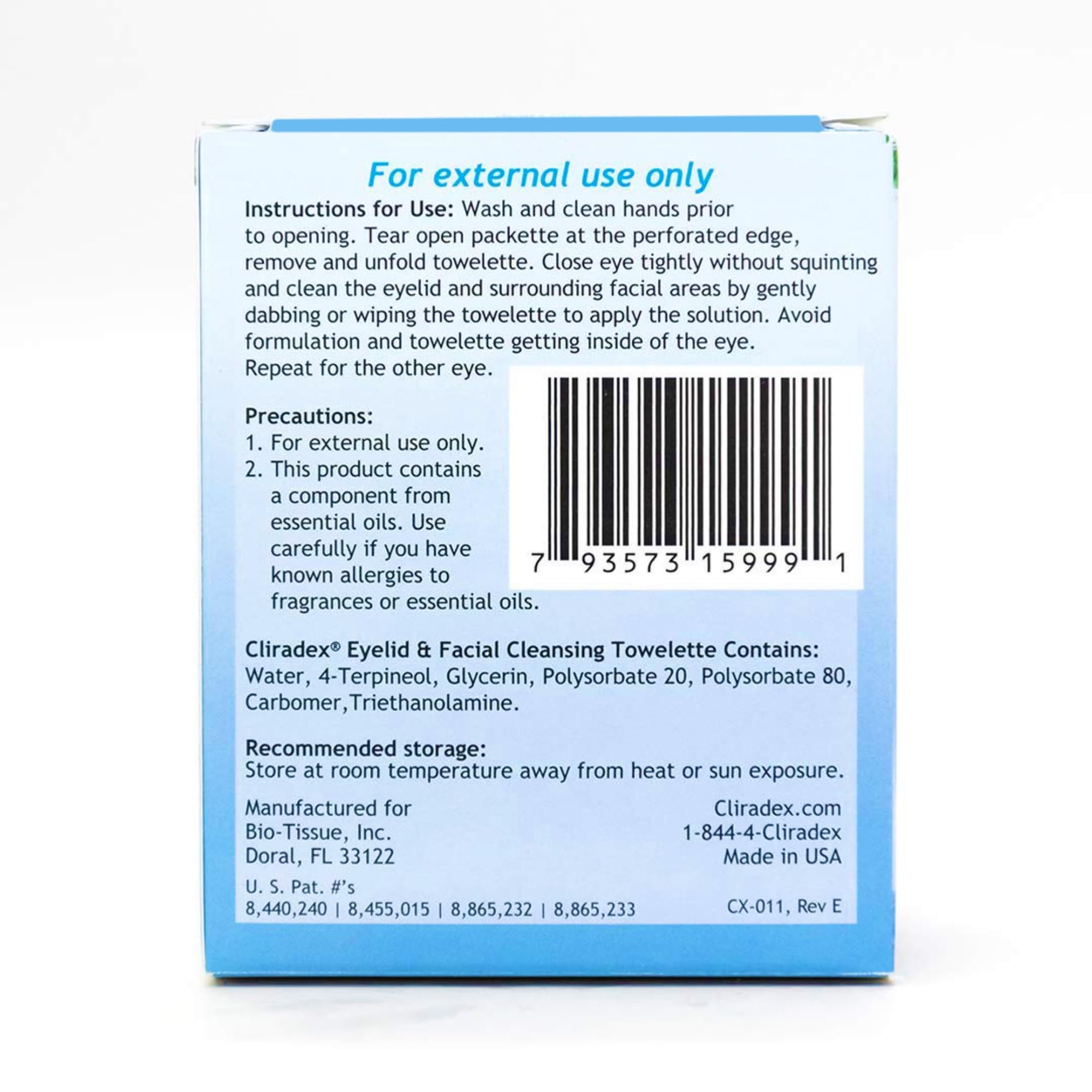 Cliradex Towelettes | Natural Eyelid & Eyelash Cleanser with Tea Tree Oil Extract