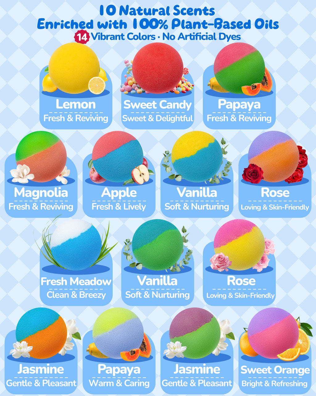 CLOUQUAR 50-Pack Bath Bombs for Kids – Surprises & Glow Toys, Safe & Vegan