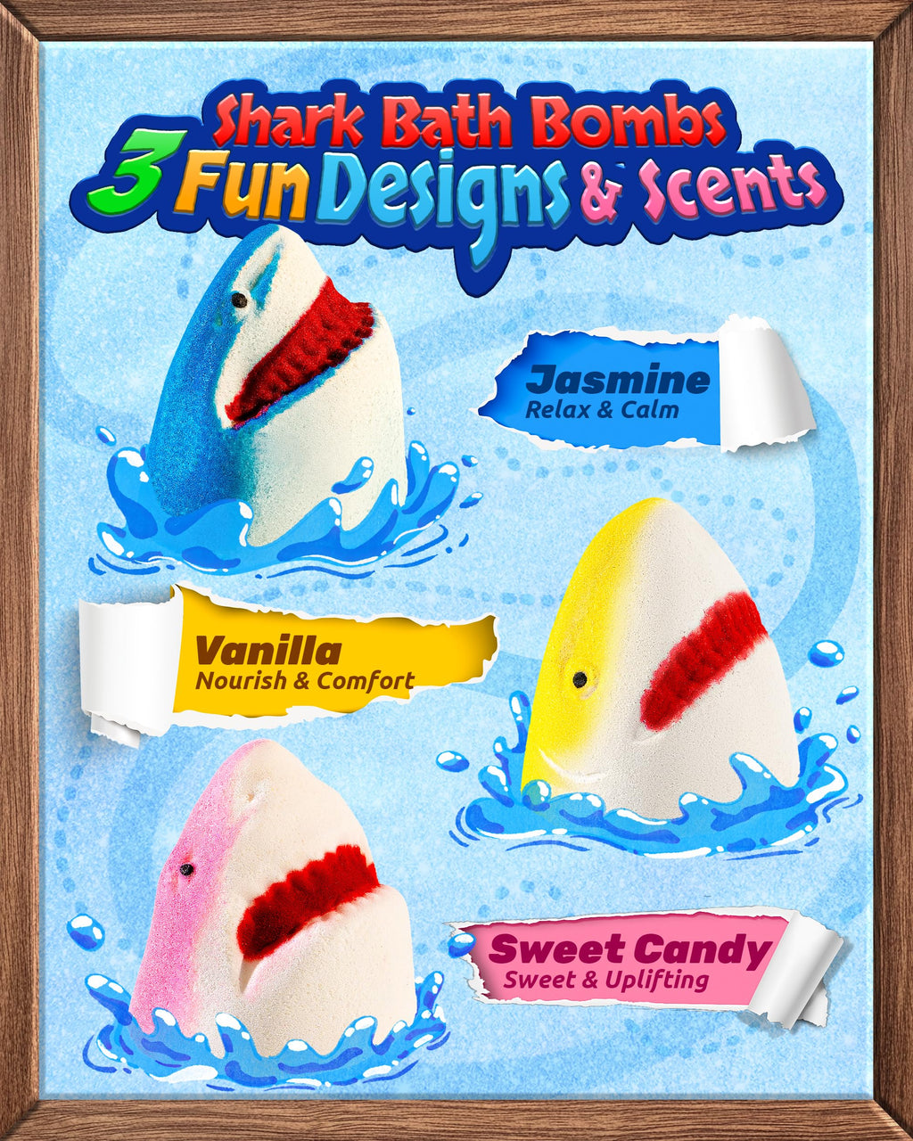 CLOUQUAR Shark Bath Bombs for Kids – 12-Pack with Glow-in-The-Dark Toys