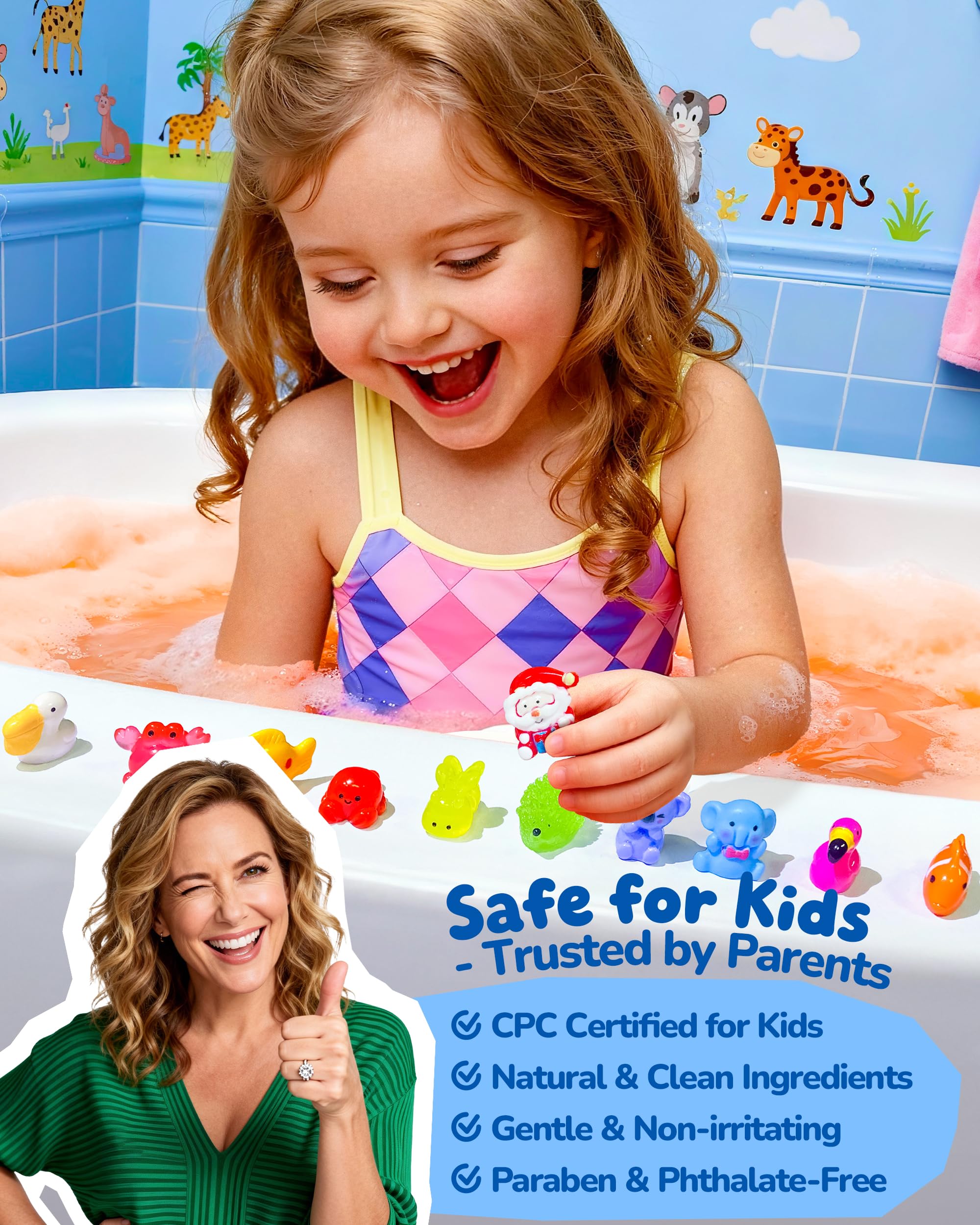 CLOUQUAR 50-Pack Bath Bombs for Kids – Surprises & Glow Toys, Safe & Vegan