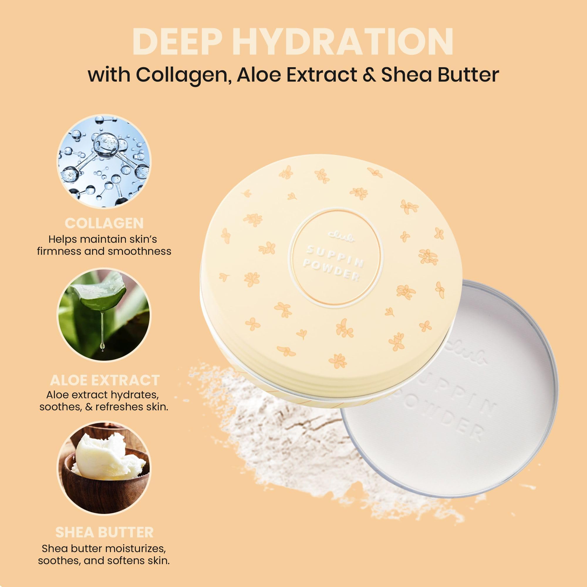Club Suppin Translucent Pressed Powder – Hydrating Setting Powder with Shea Butter