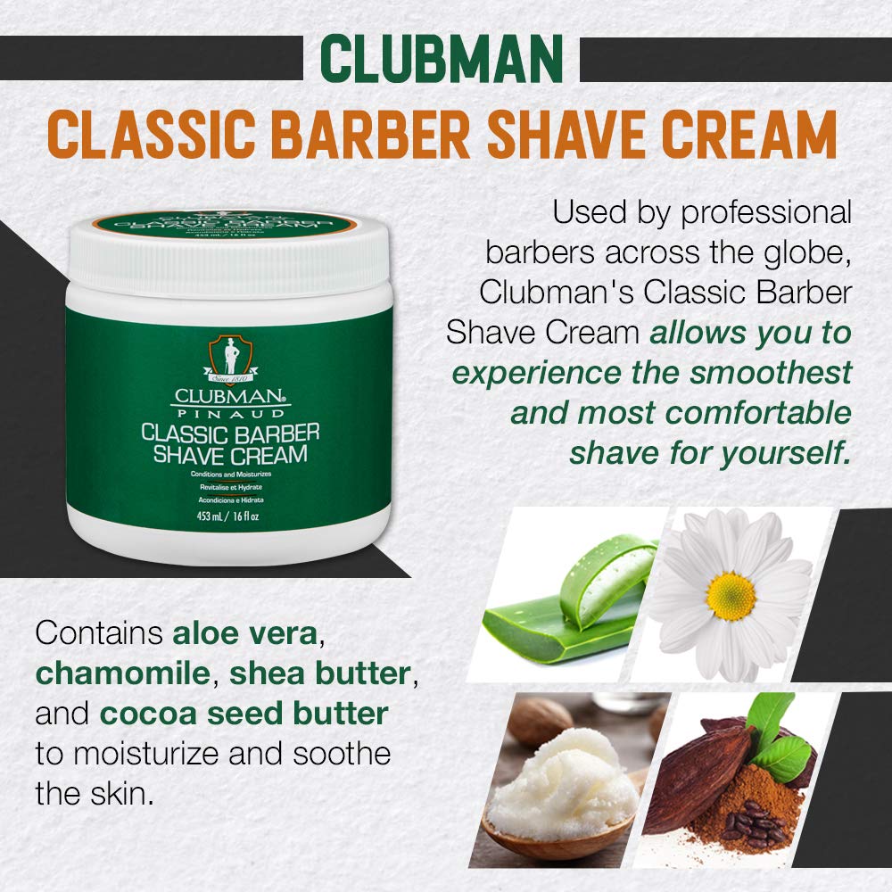 Clubman Classic Barber Shave Cream – 16 oz, 2 Pack | Hydrating, Barber-Quality Shave