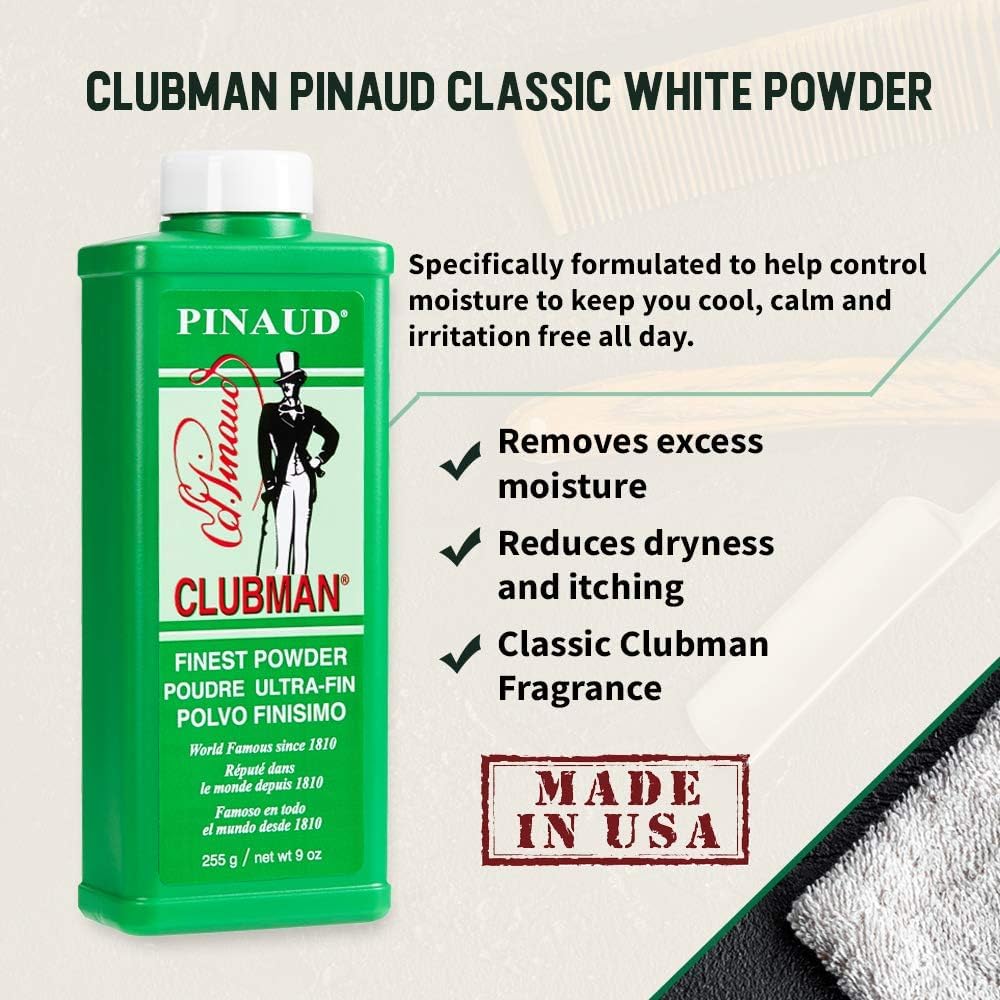Clubman Pinaud Powder 9.0 oz – Moisture Control, Skin Comfort, Iconic Scent