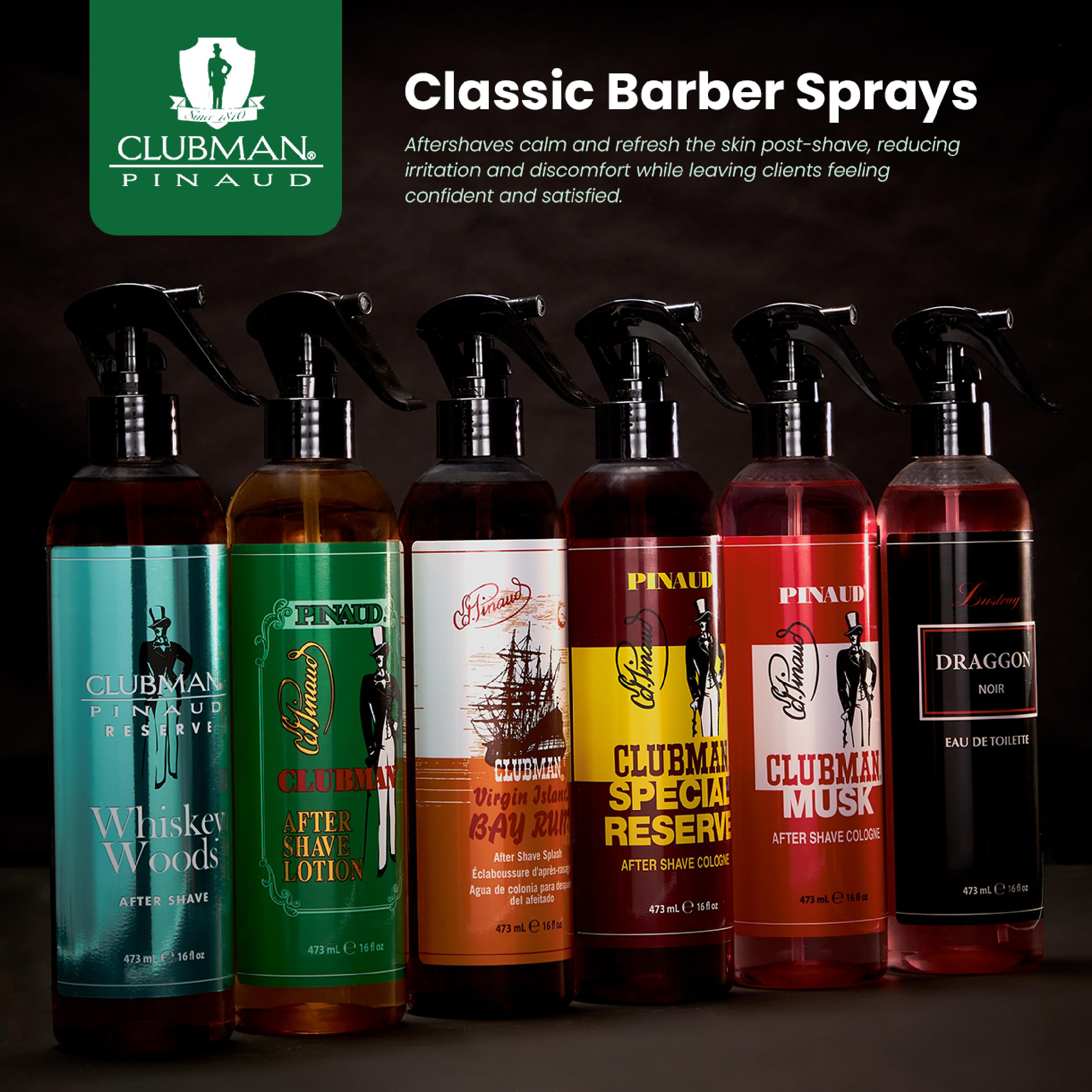 Clubman Reserve Whiskey Woods After Shave Spray – Long-Lasting Fragrance, 16 oz