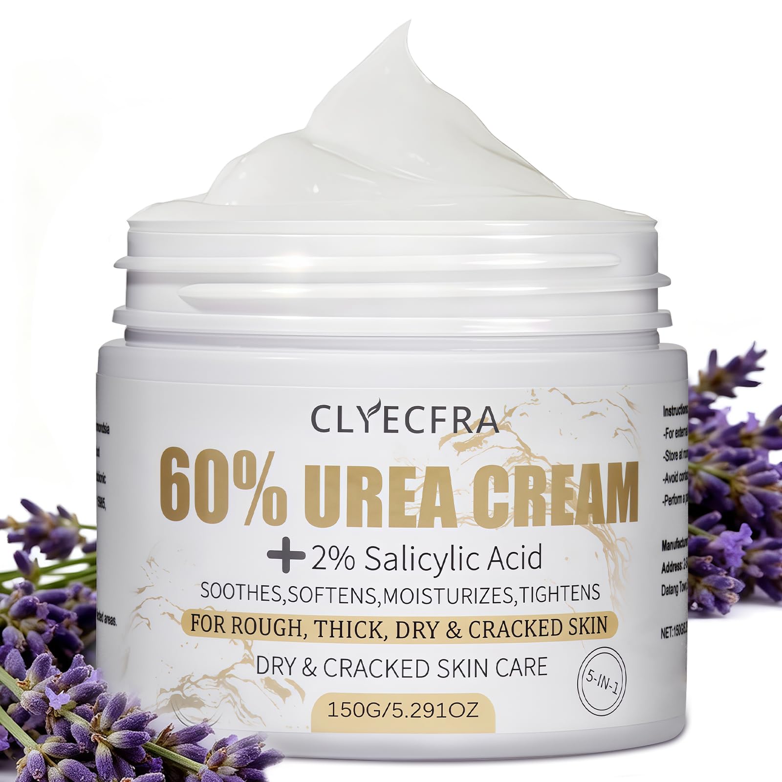 Clyecfra 5-in-1 60% Urea Cream with 2% Salicylic Acid – Maximum Strength Moisturizer for Feet & Hands (150g)