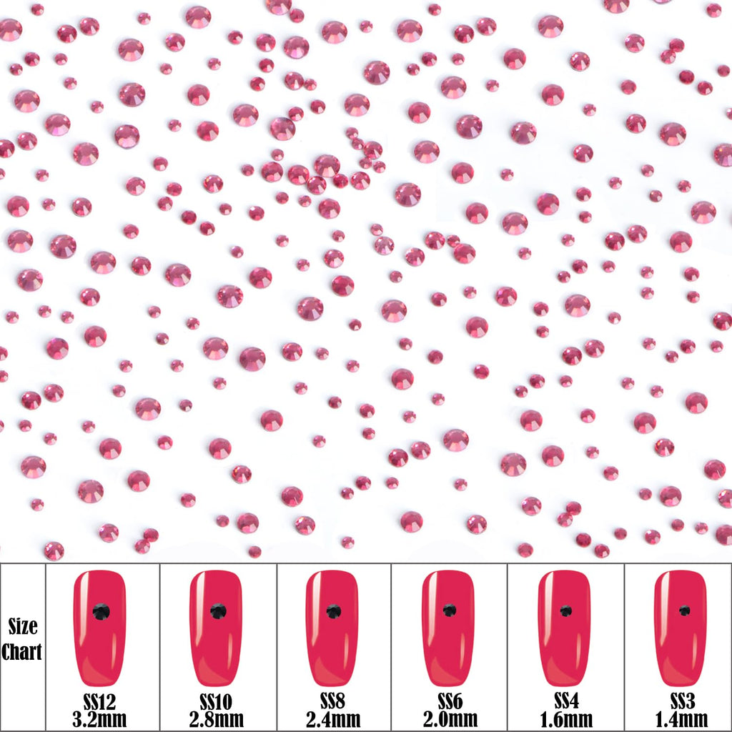 CMBYN 8000pcs Hotfix Rhinestones Kit – Rose Flatback, 6 Sizes SS3-SS12, Wax Pencil Included