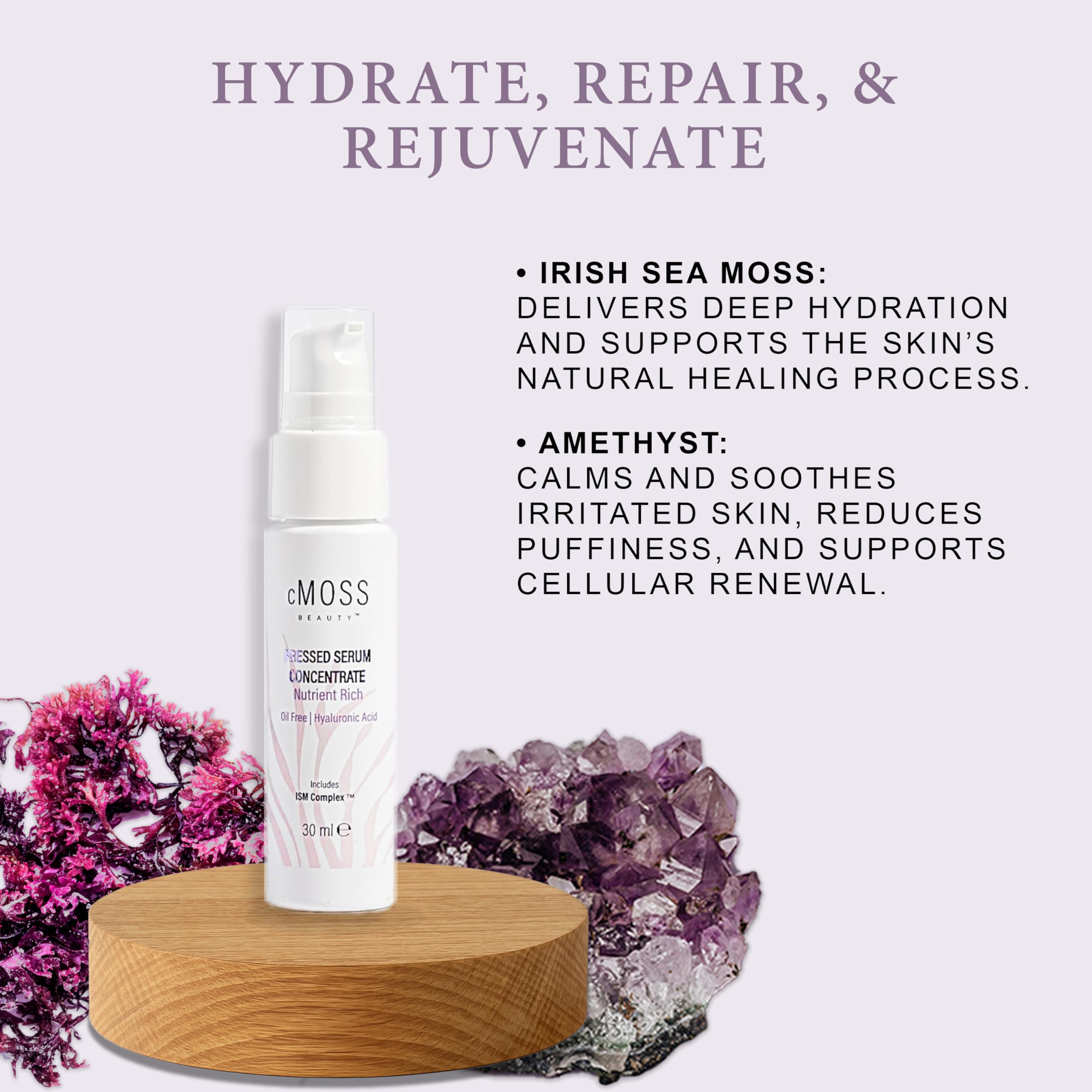 cMOSS BEAUTY Sea Moss Infused Pressed Serum Concentrate – Oil-Free Hydration